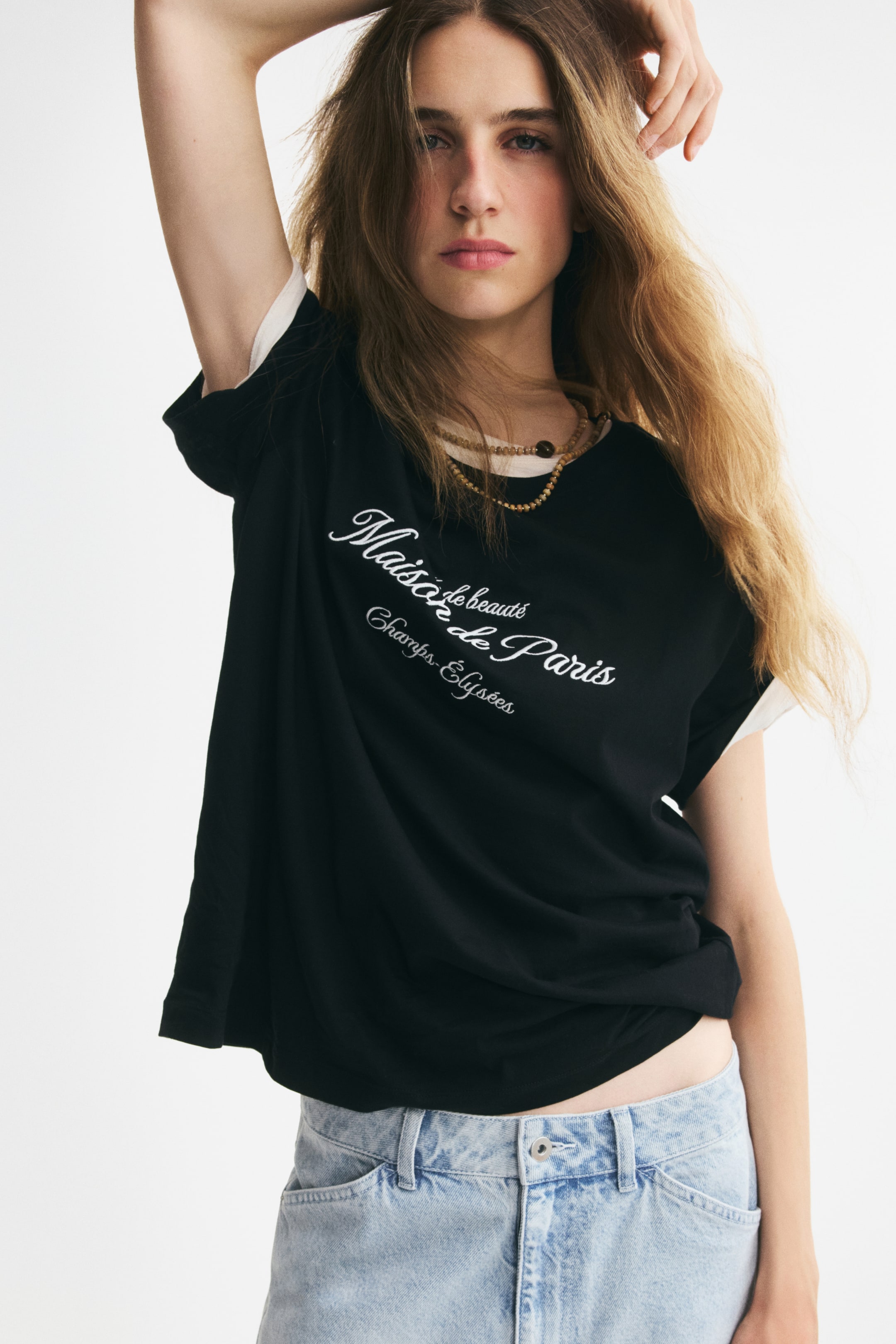 View larger image: Printed T-shirt - Black/Maison de Paris - Ladies | H&M 1