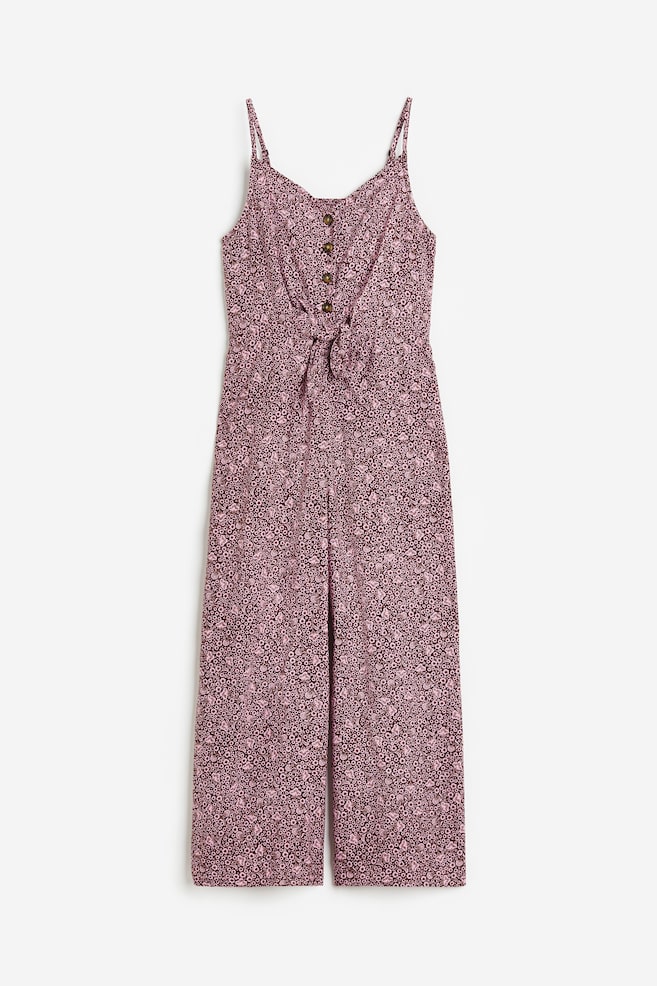 Tie-detail viscose jumpsuit - Light pink/Floral/Black - 1