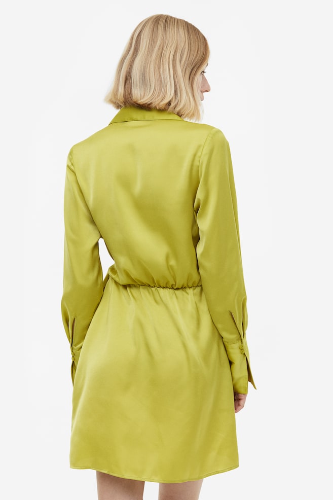 Satin wrap dress - Yellow-green/Dark green/Patterned - 7