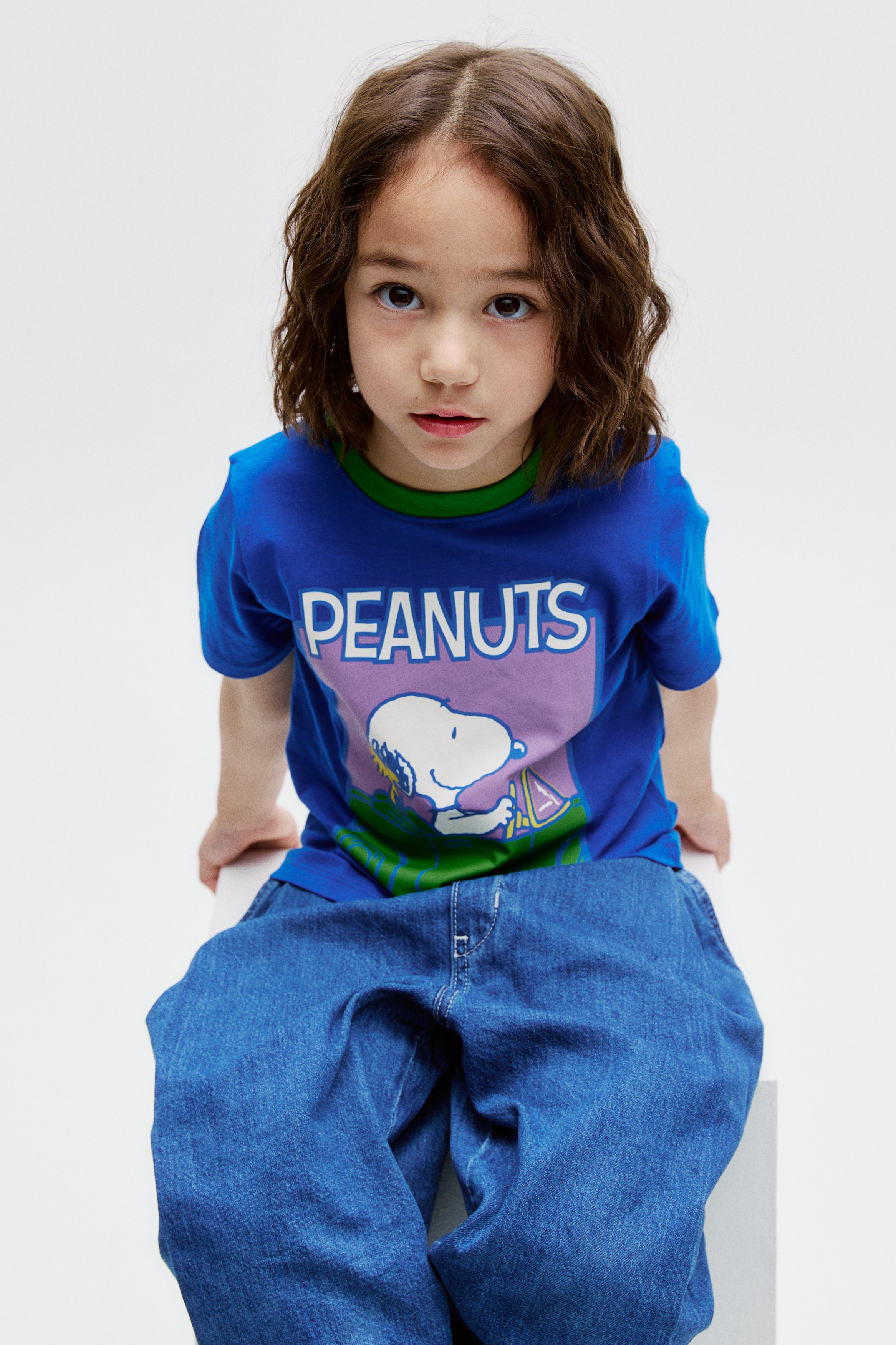 Áo thun in hình - Màu xanh dương sáng/Snoopy/Màu vàng/Snoopy/Màu kem/Snoopy/Màu xanh tím than/Snoopy