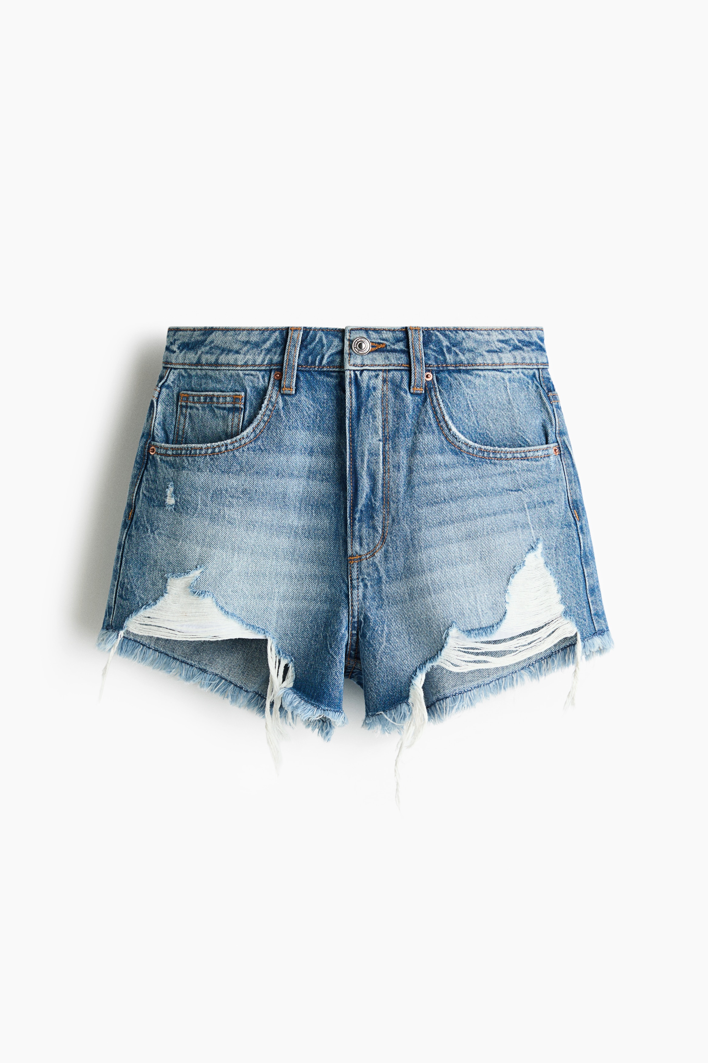 Worn-look denim shorts - Light denim blue/Pale denim blue/Black