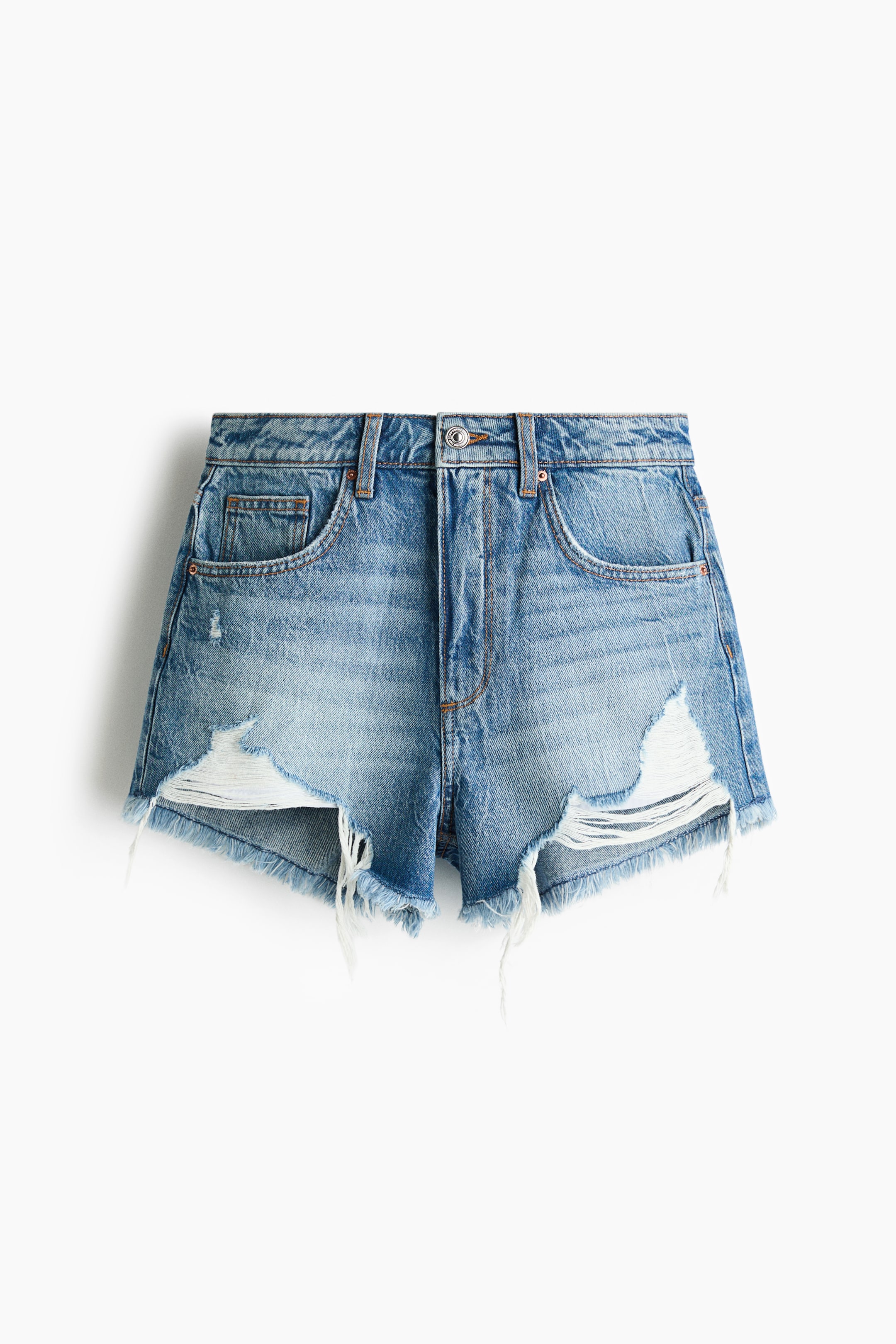 Distressed-Look Denim Shorts