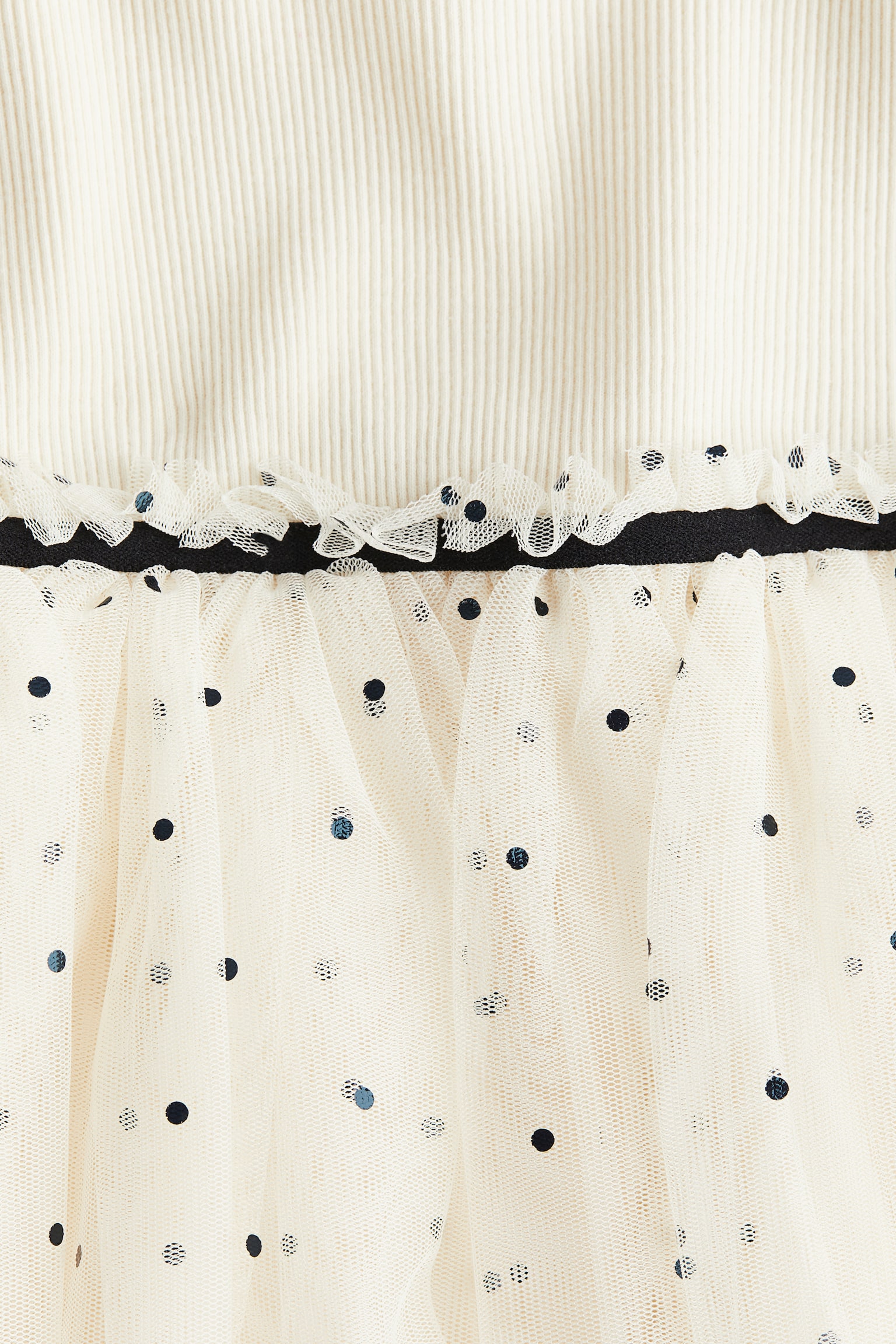 Tulle-skirt jersey dress - Cream/Spotted/Light pink/Bows - 2