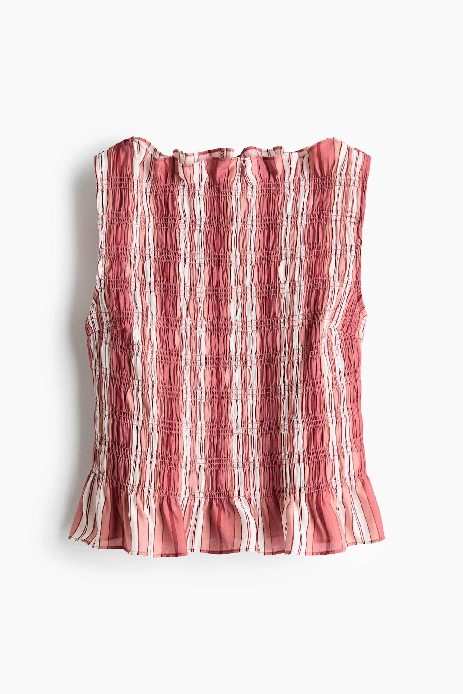 Top smocké en viscose-Rouge/rayé - 2