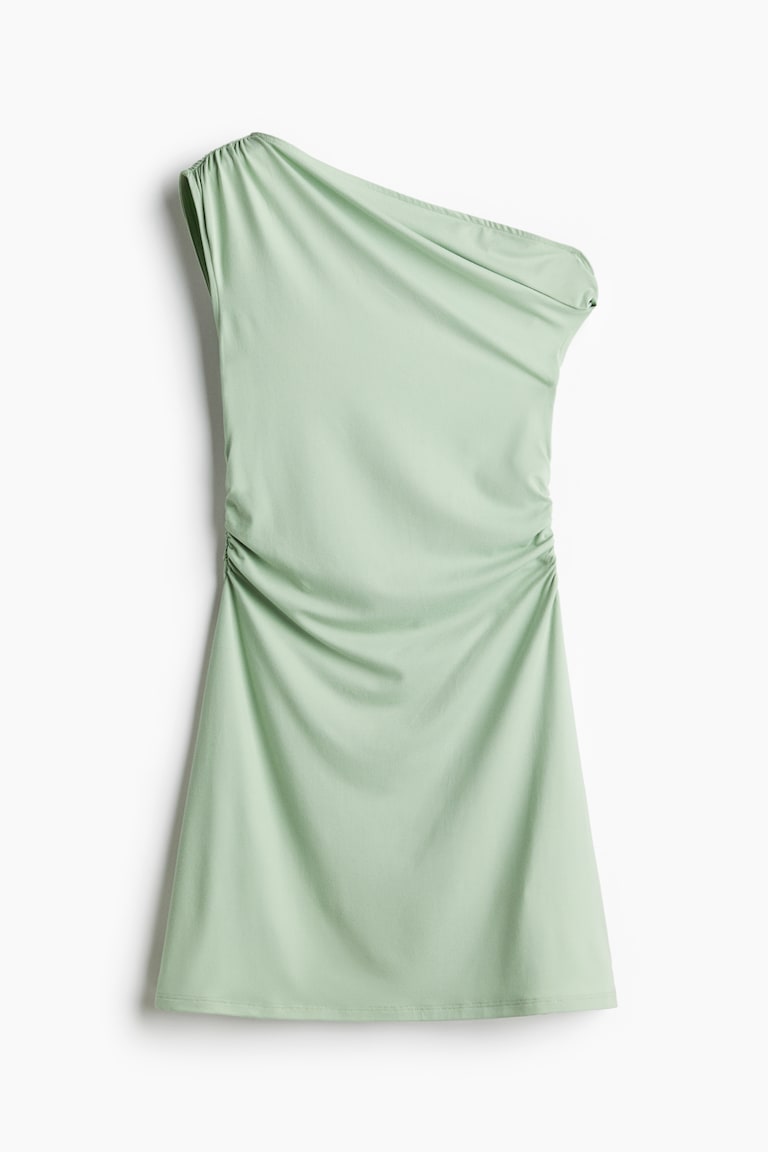 h&m mint green dress Women's Light mint green Twist-detail one-shoulder dress