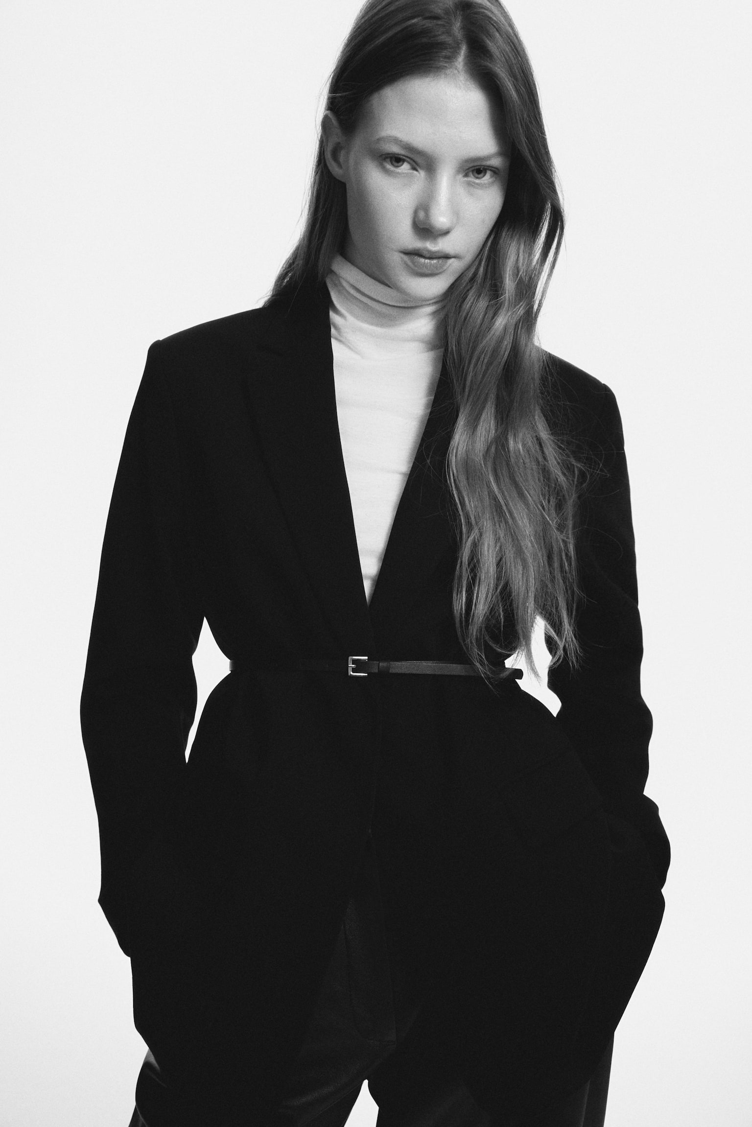 Belted blazer - Black - 3