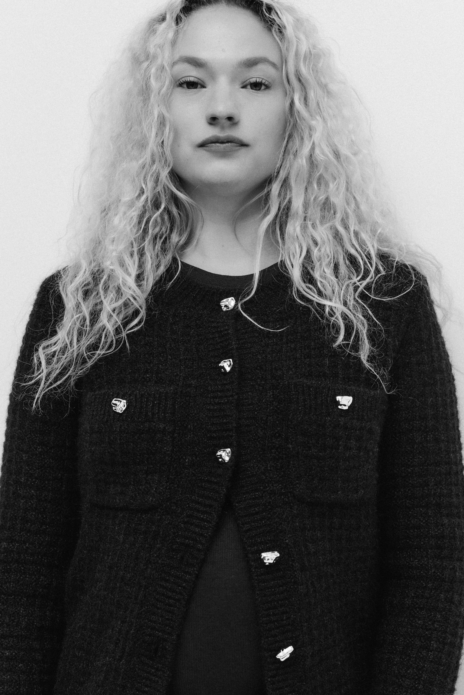 MAMA קרדיגן מסריג עם טקסטורה - כחול נייבי/קרם - 6