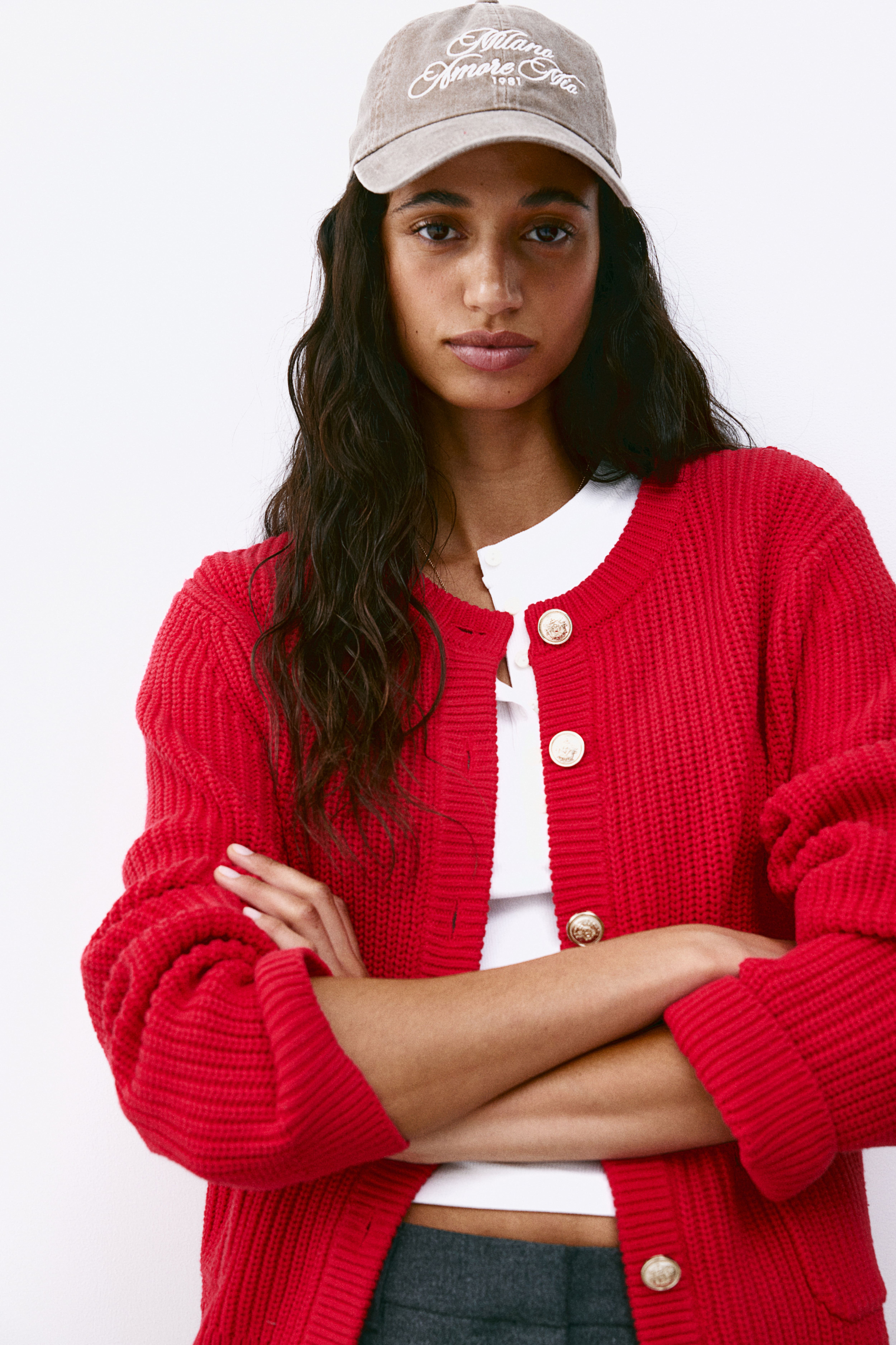 Red Cardigans Sweaters Oversized Knitted H M US