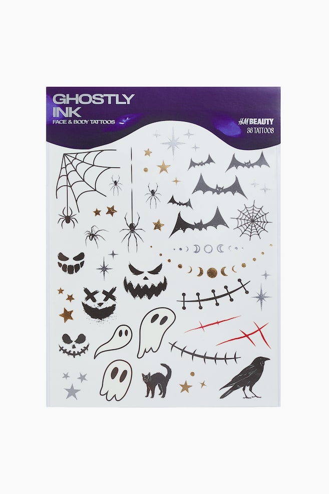 Tatuagens temporárias para o rosto e corpo - Halloween/Dourado - 1