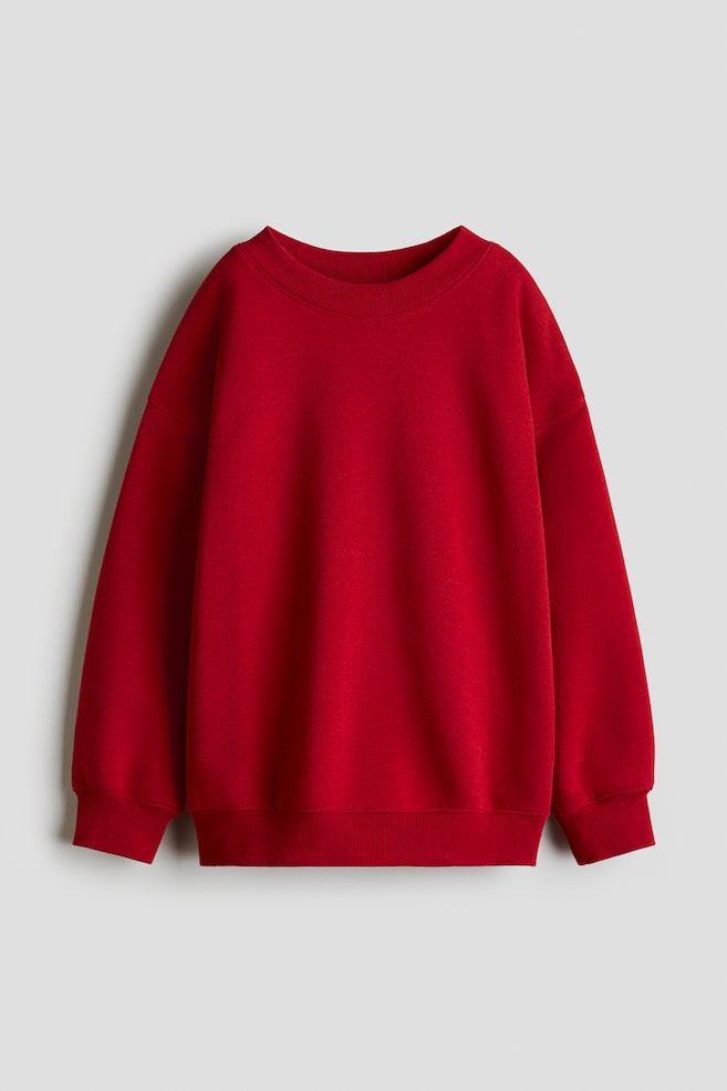 Sweatshirt oversize com o interior cardado - Vermelho/Cinzento escuro/Azul claro/Azul claro/Azul pó/Turquesa claro/Verde/Azul vivo/Verde/Azul marinho/Azul/Turquesa claro/Dusty blue - 1
