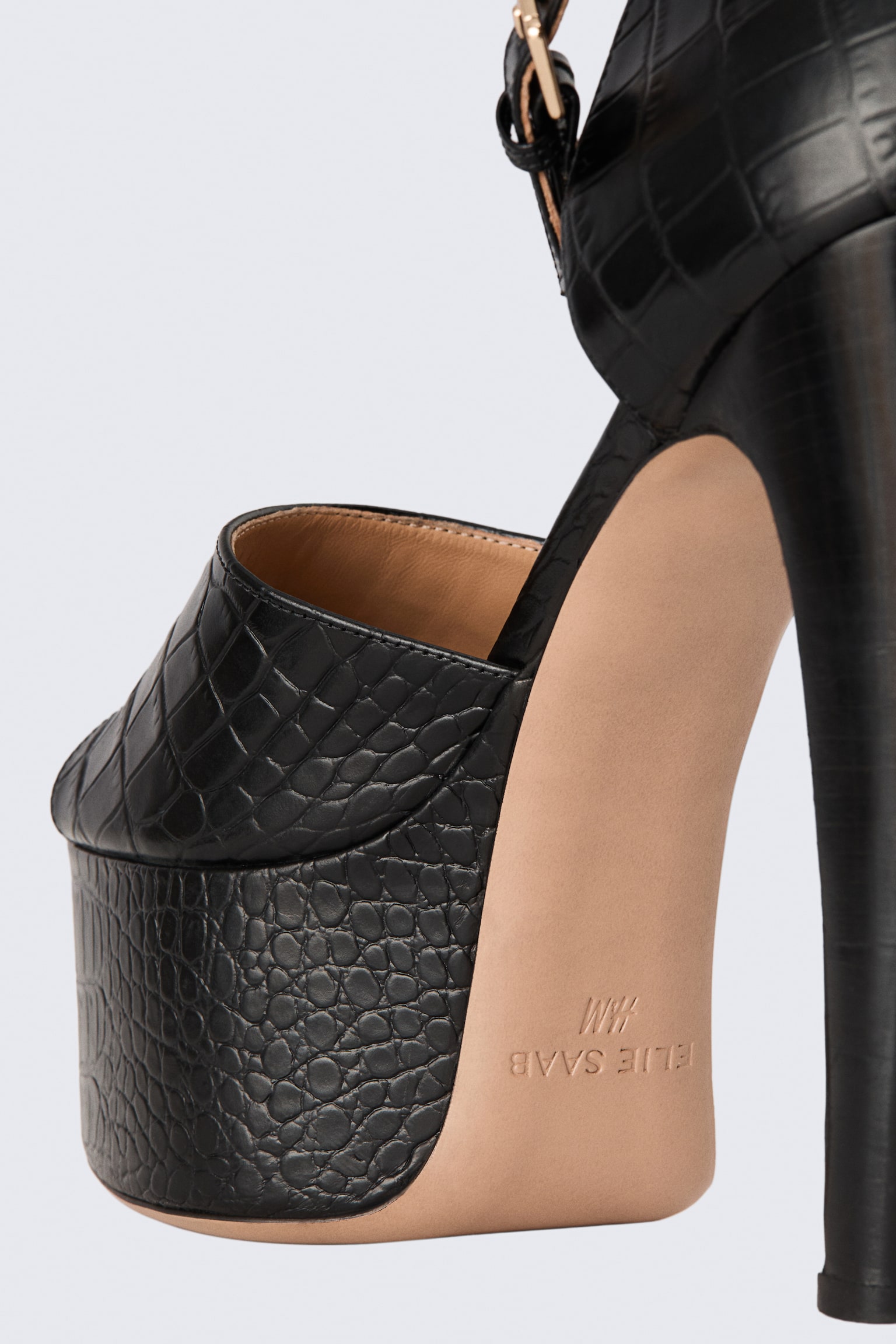 Женские сандалии H&M Heeled Leather Platform, цвет: Чёрный — фото 4