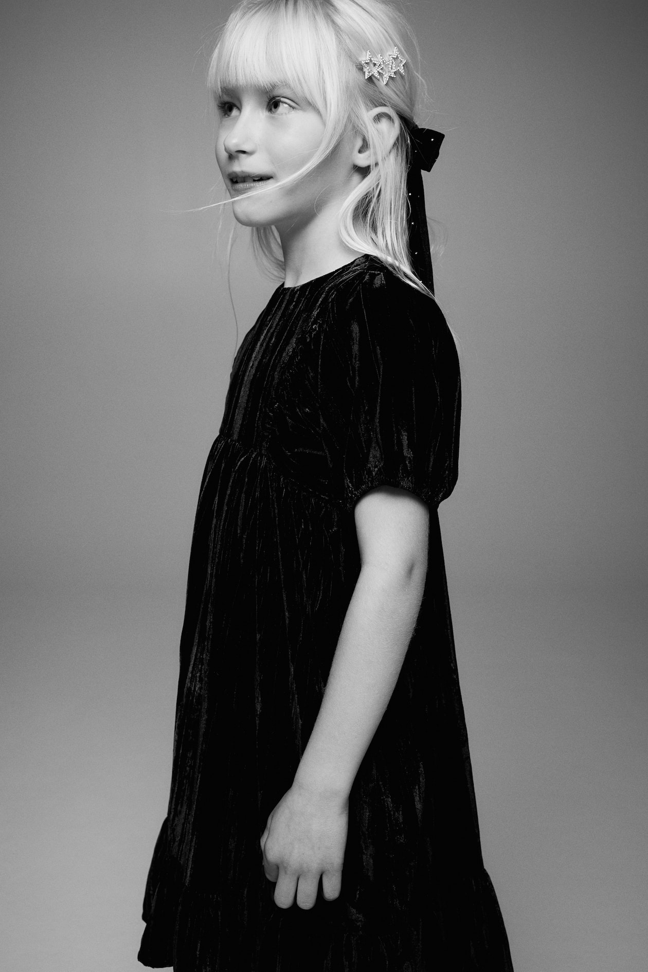 Crushed-velvet dress Black Kids H&M IN