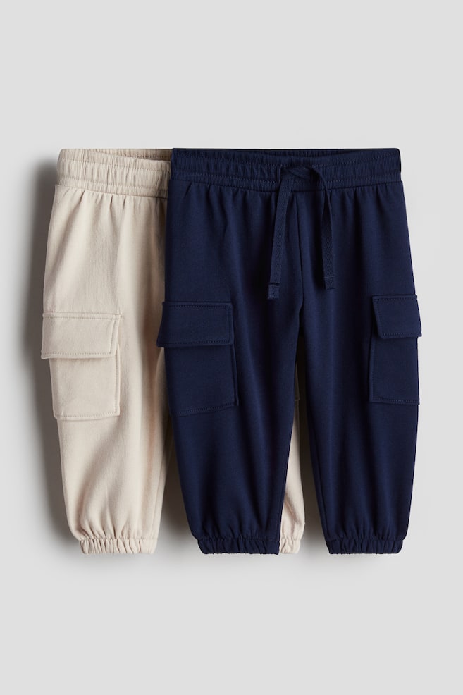 2-pack cargo joggers - Navy blue/Light beige/Light beige/Brown/Dark grey/Dusty turquoise/Beige/Dark brown/Light beige/Beige/Navy blue/Light beige - 1