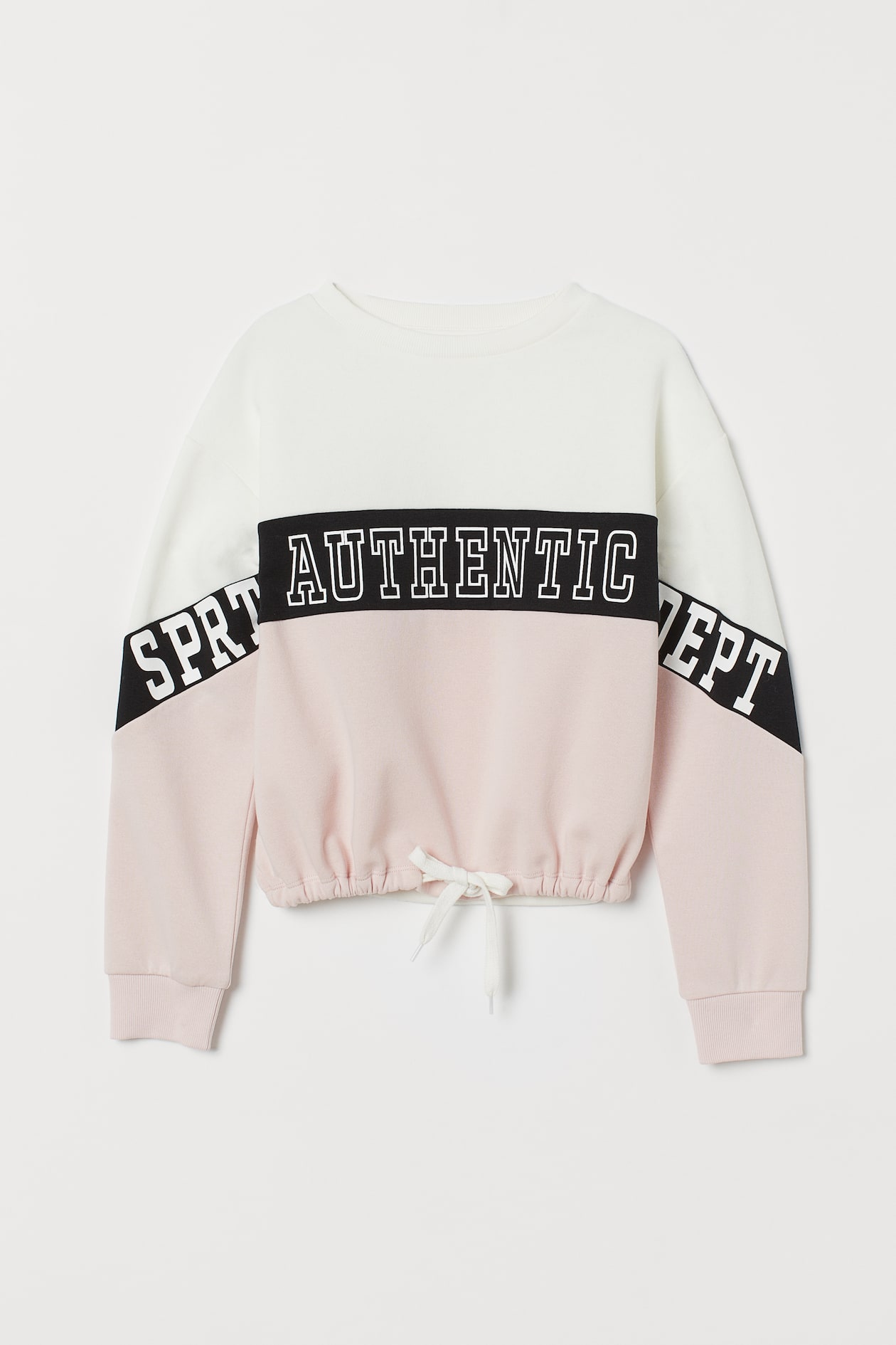 Drawstring sweatshirt - Long sleeve - Light pink/Authentic - Kids | H&M GB