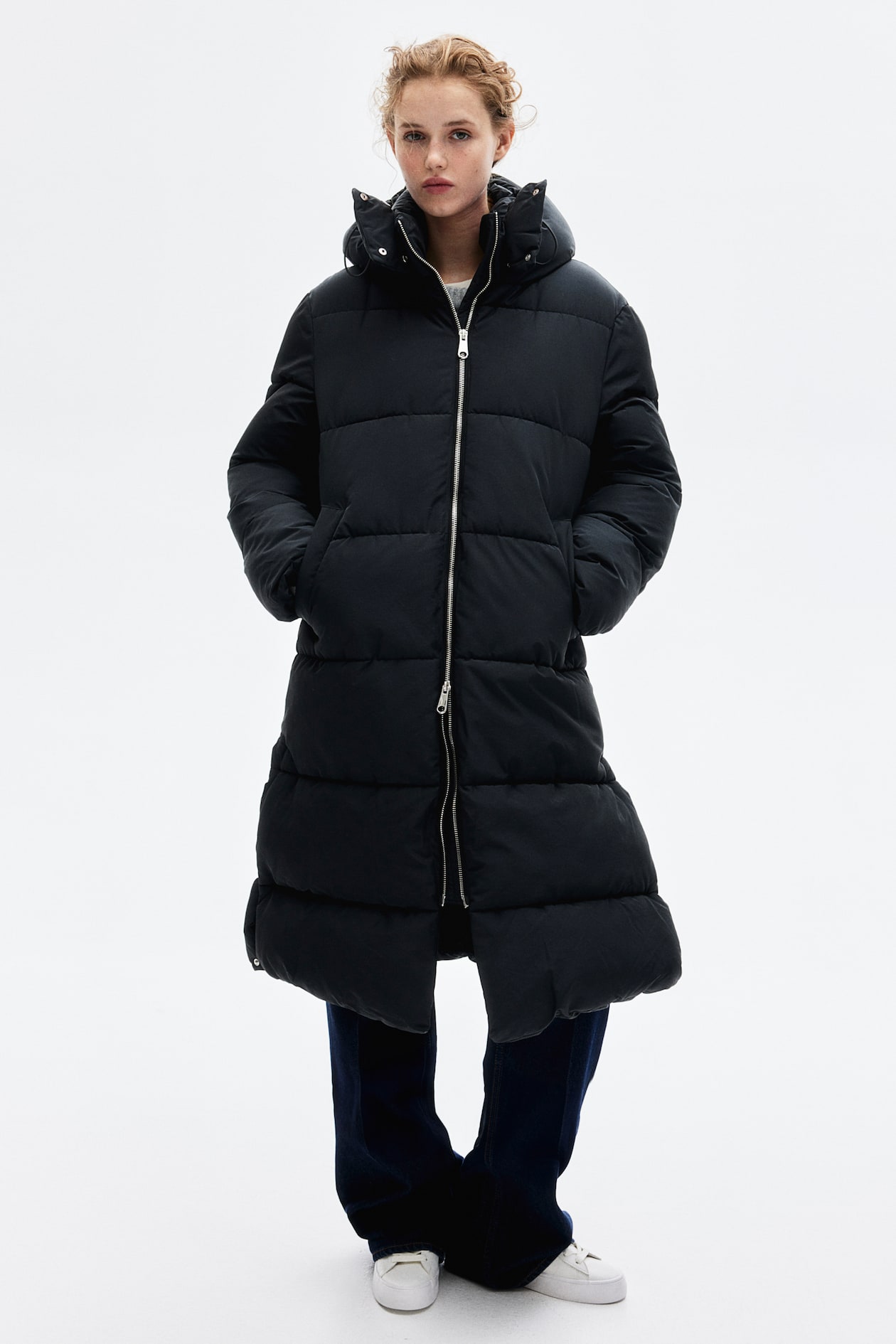 Puffer Jacke Schwarz Hm Jacke Lang Schwarze Lange Winterjacke