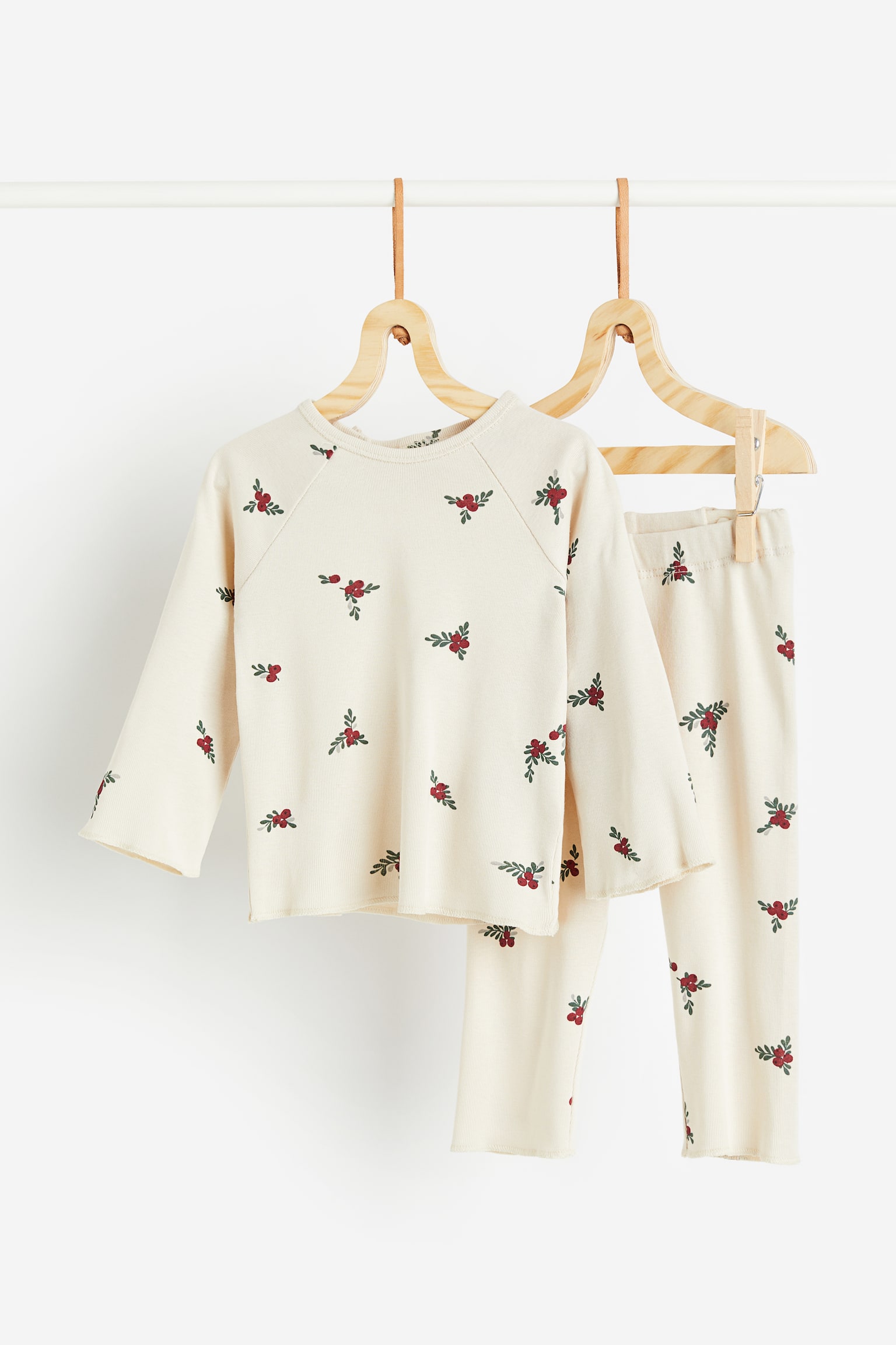 2-piece Set - Natural white/Mistletoes/Light grey/Pattern - 1