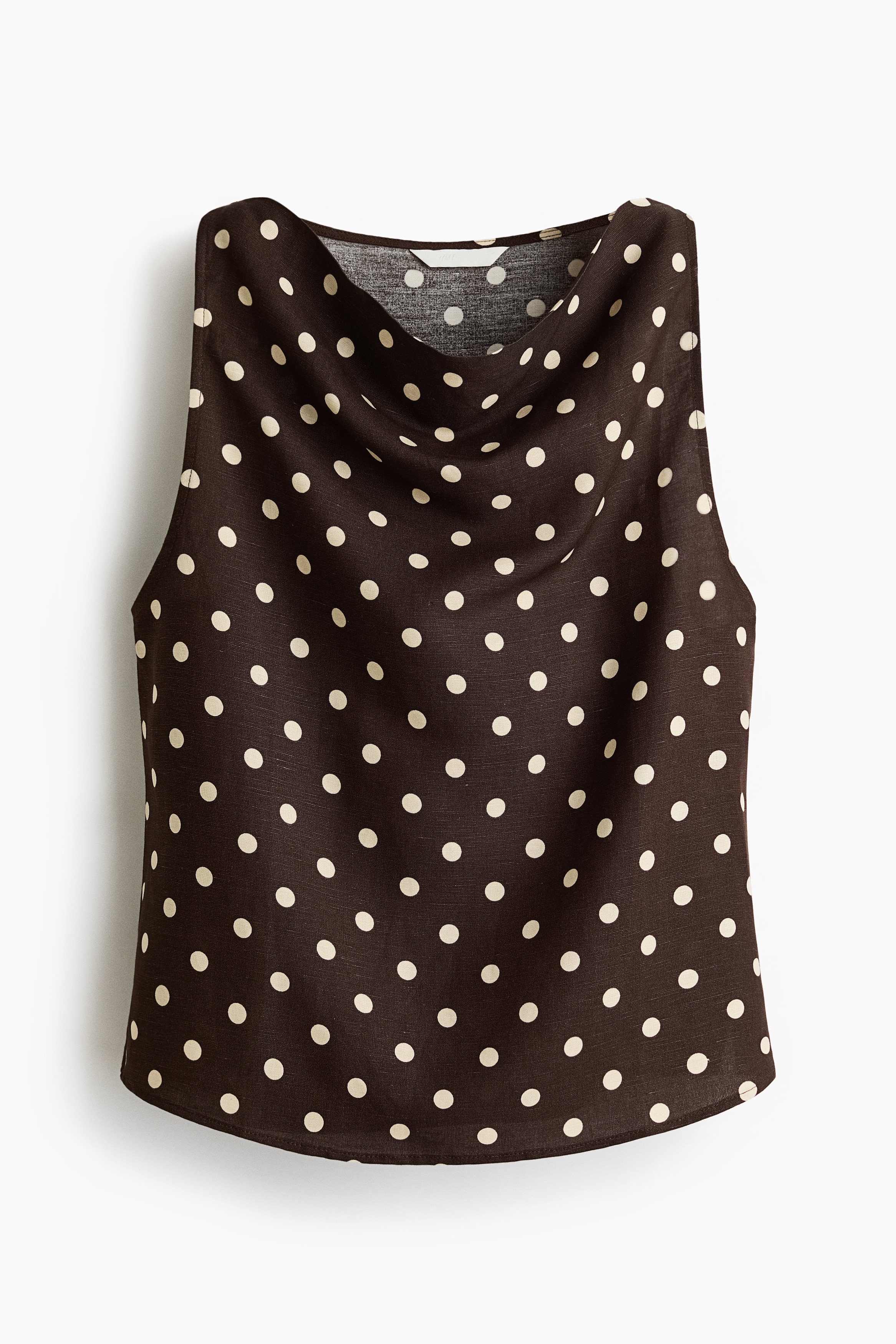 Top en mezcla de lino - Café oscuro/Lunares/Crema/Franjas