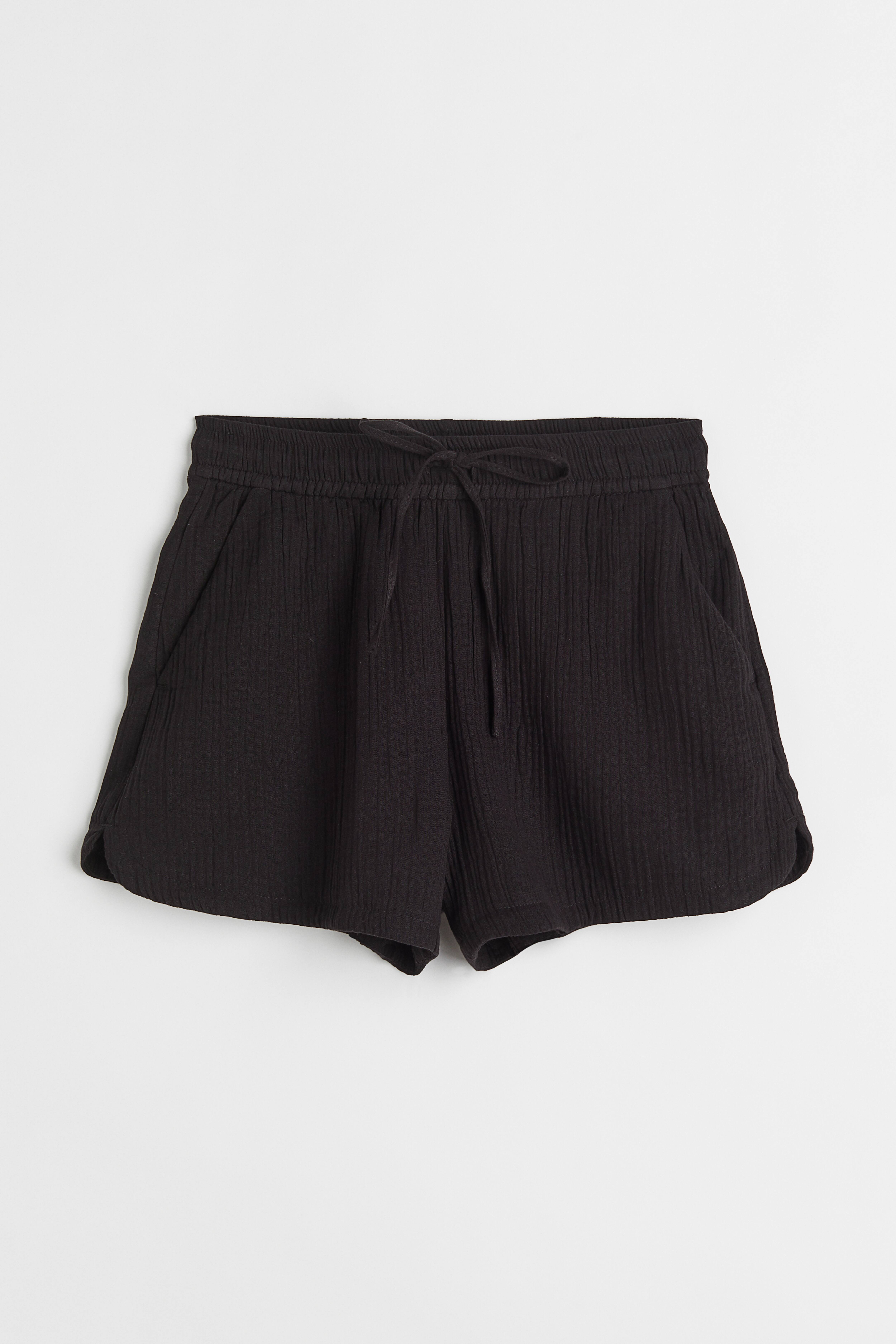 Black high waisted cotton shorts best sale