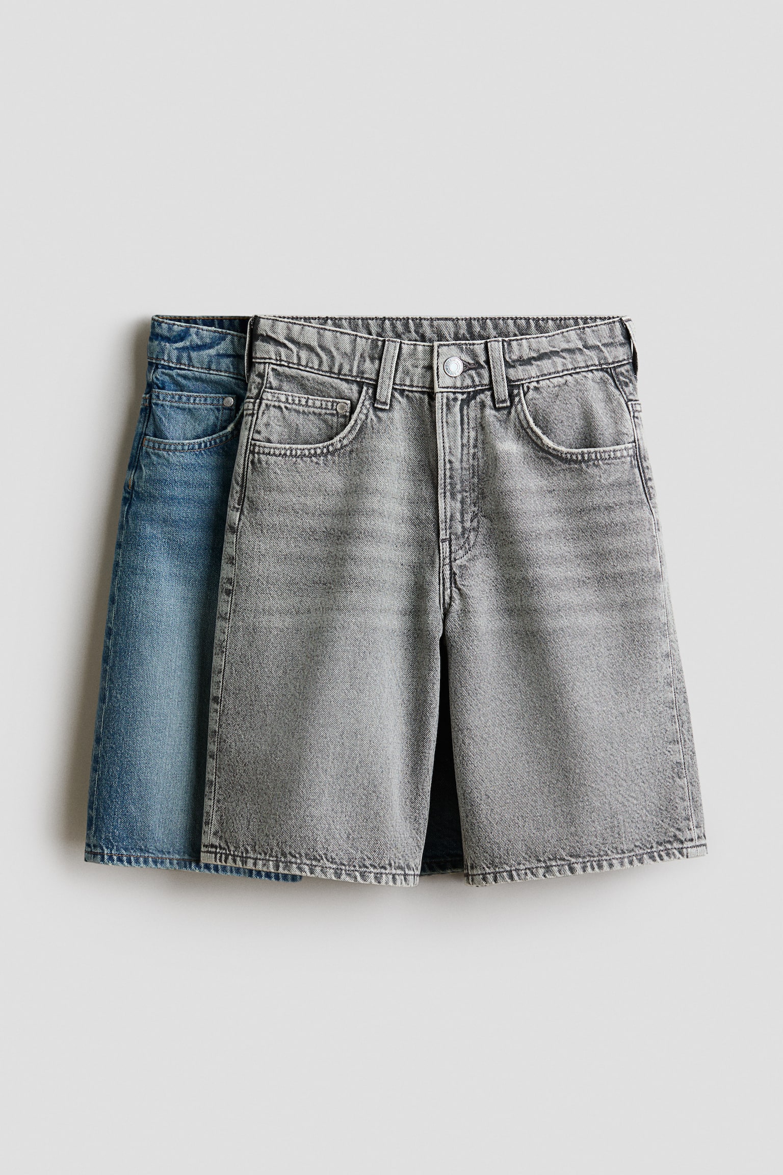 2er-Pack Baggy Fit Denim Shorts - Denimblau/Grau - 1