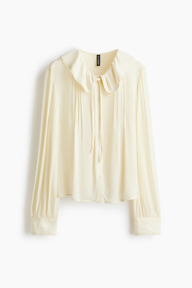 Blouse en viscose avec col - Crème - 1