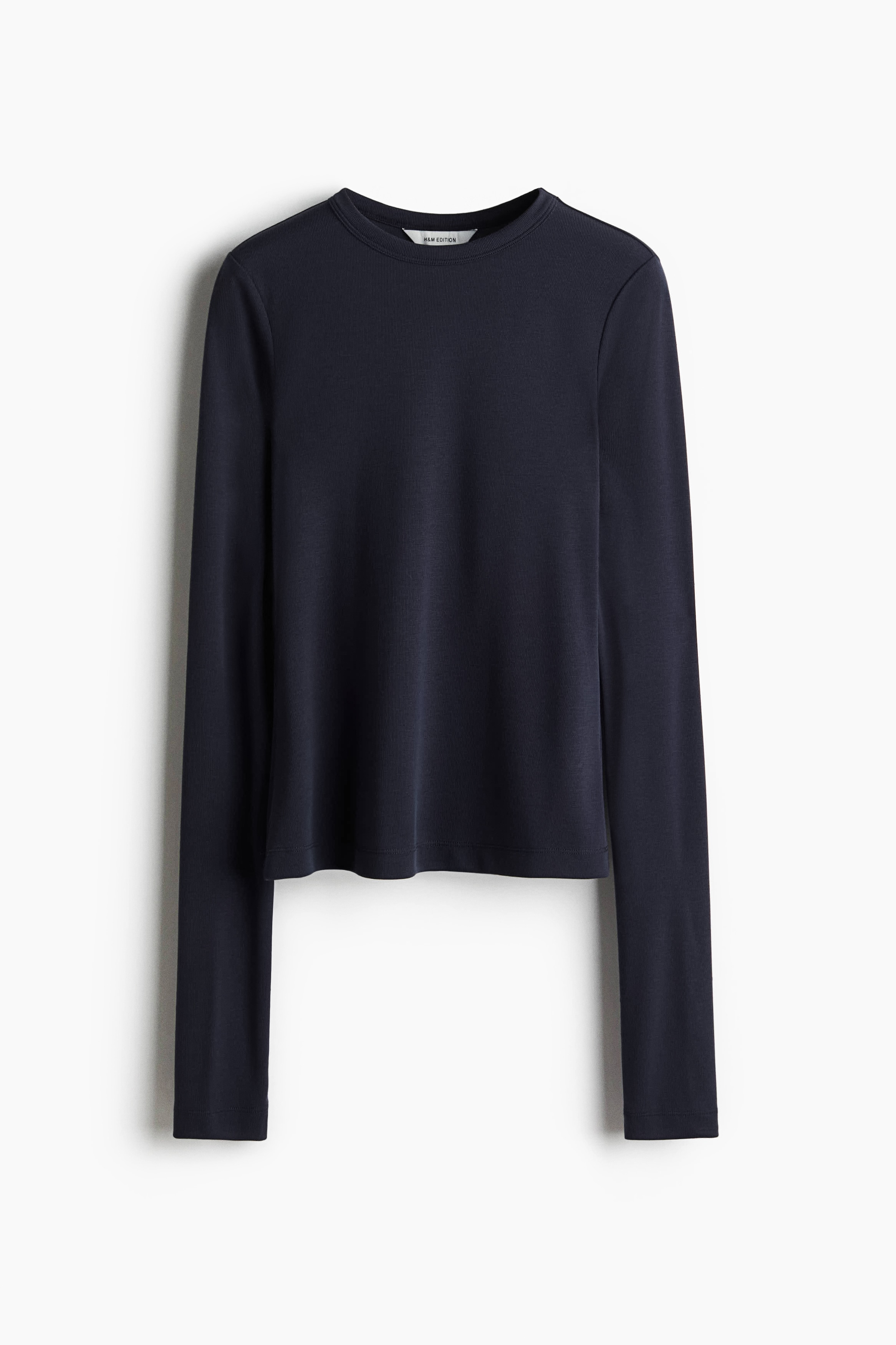 Ribbed modal-blend top - Navy blue