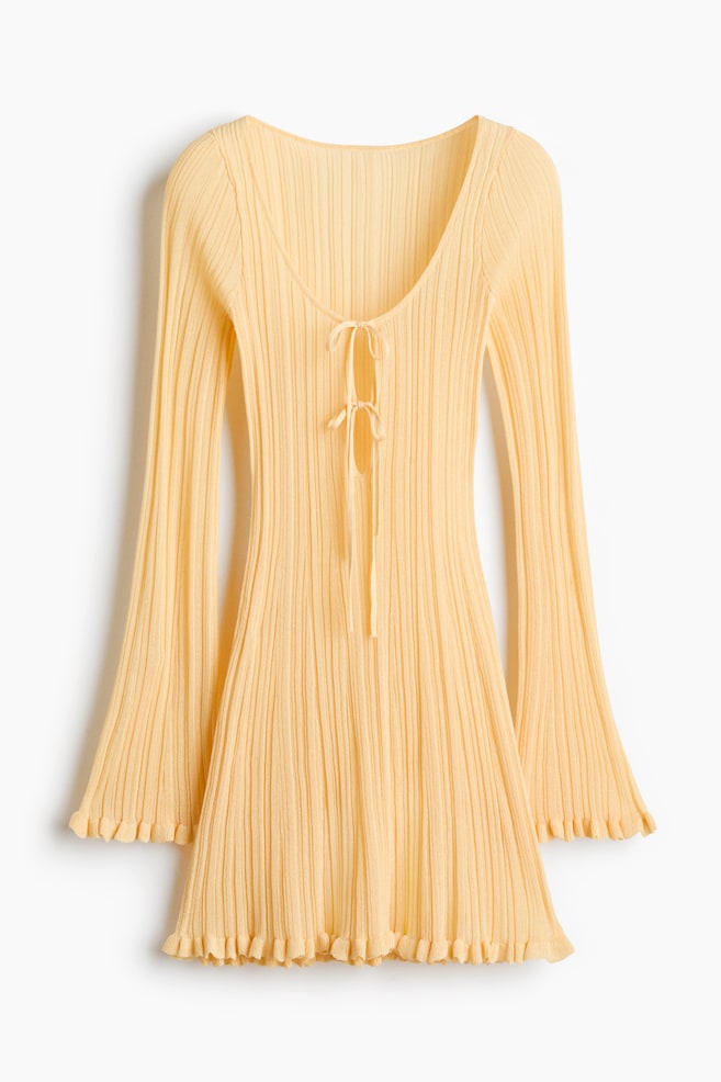 Robe de plage en maille côtelée - Jaune/Marron foncé/Orange - 1