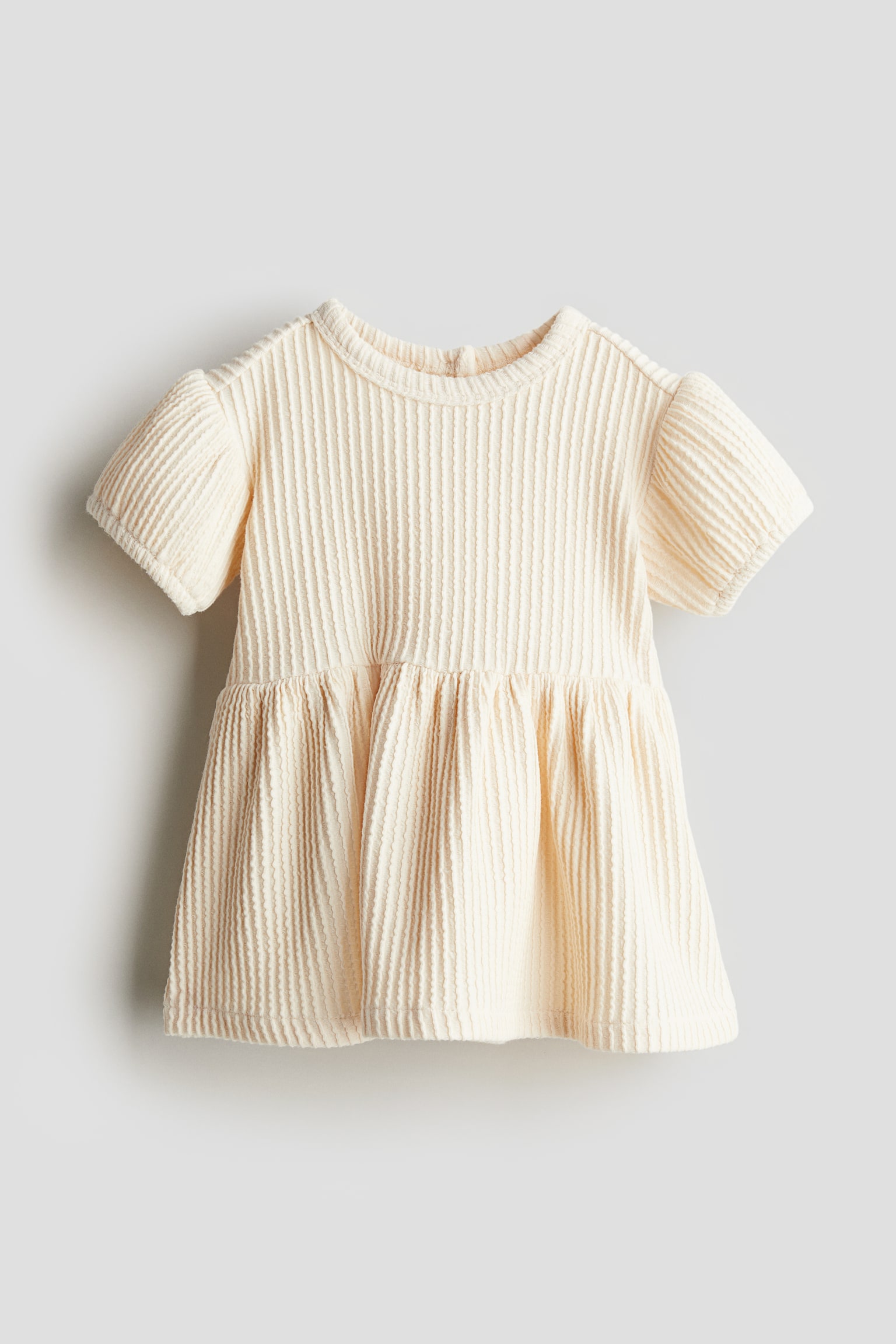 Structure Rib Jersey Dress - Light beige/Navy blue - 1