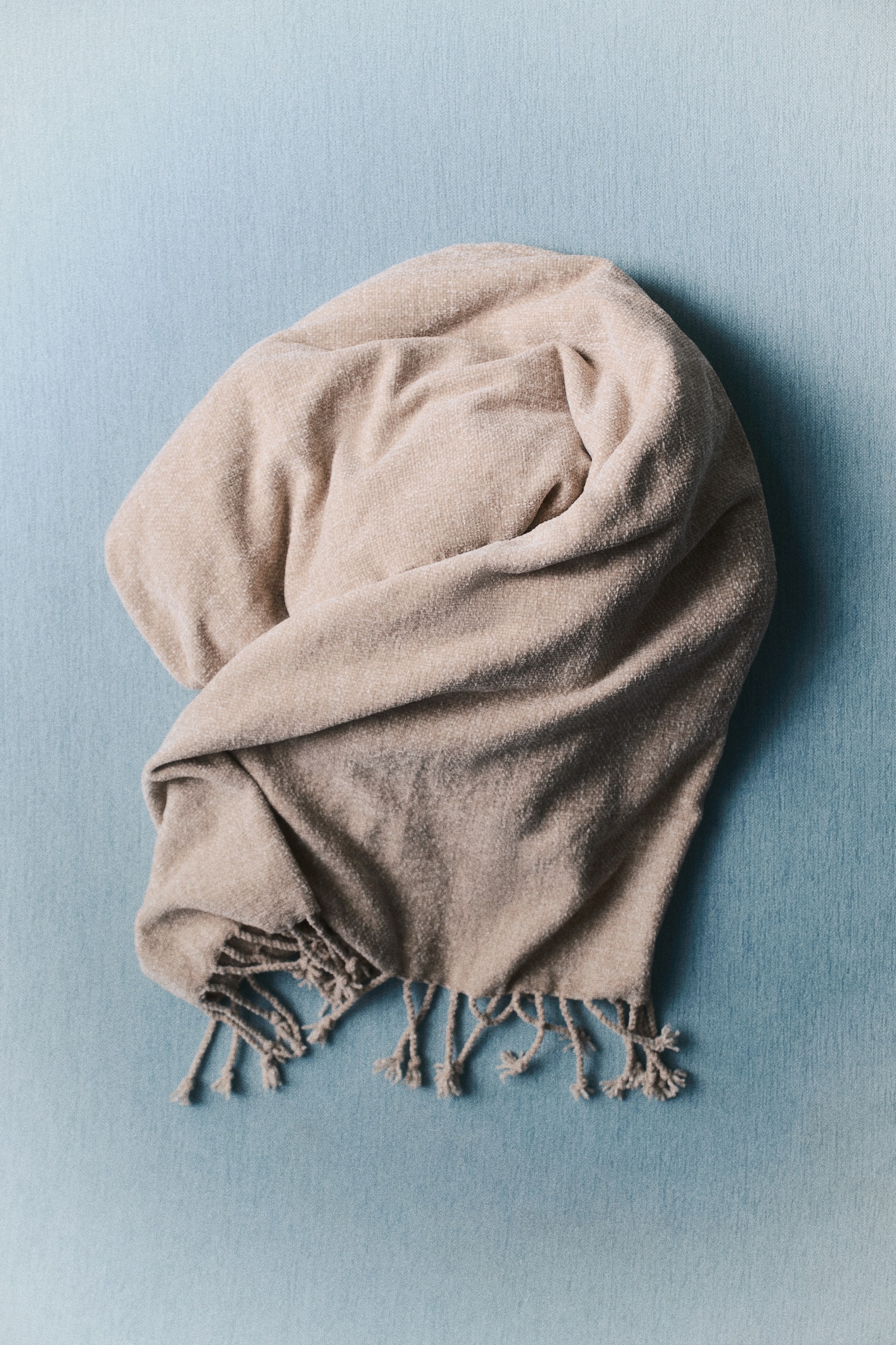 Couverture en chenille - Grège/Beige chiné/Bleu ancien - 1