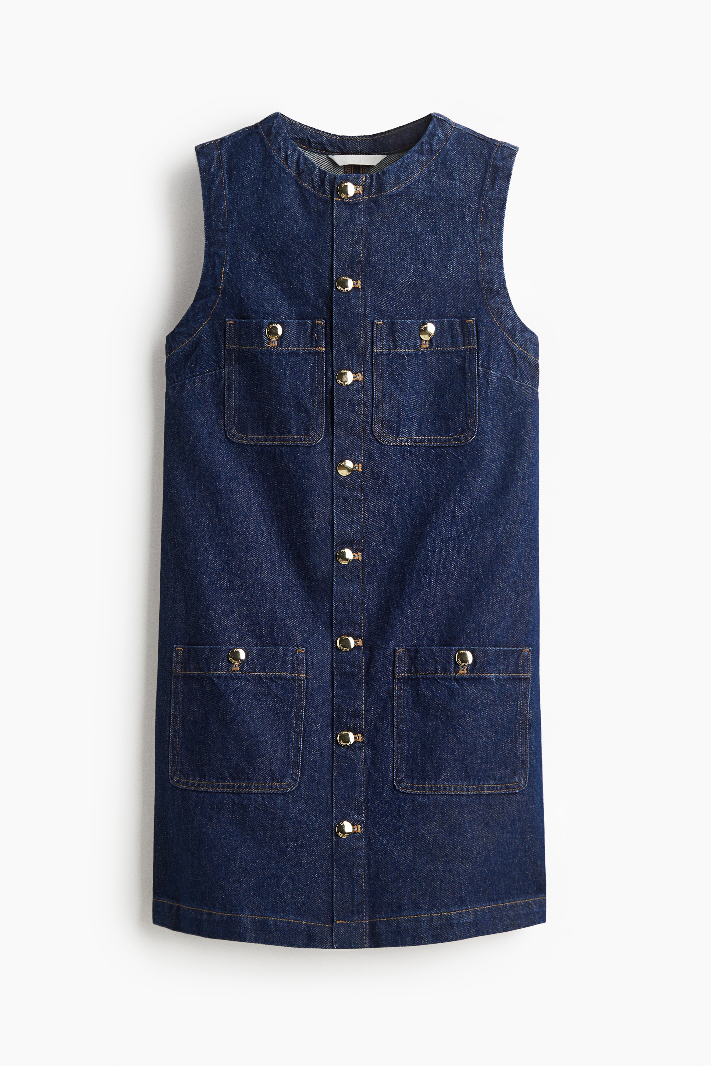 Sleeveless denim dress - Dark denim blue