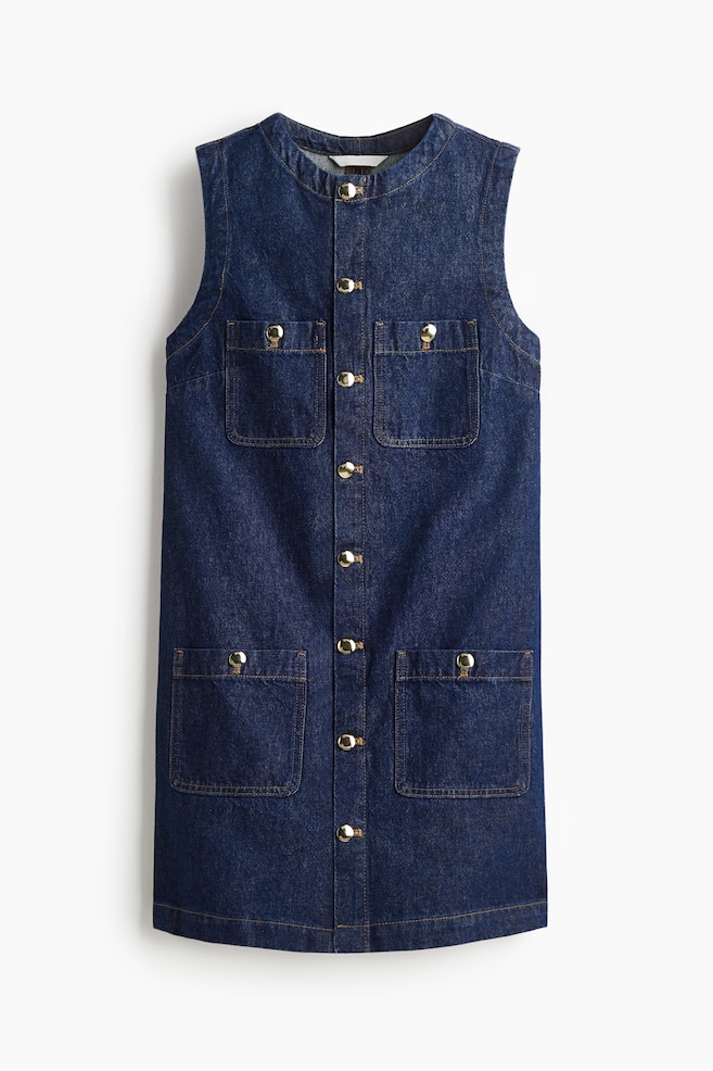 Sleeveless denim dress - Dark denim blue - 1