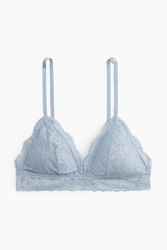 Padded soft lace bra - Light blue - 1