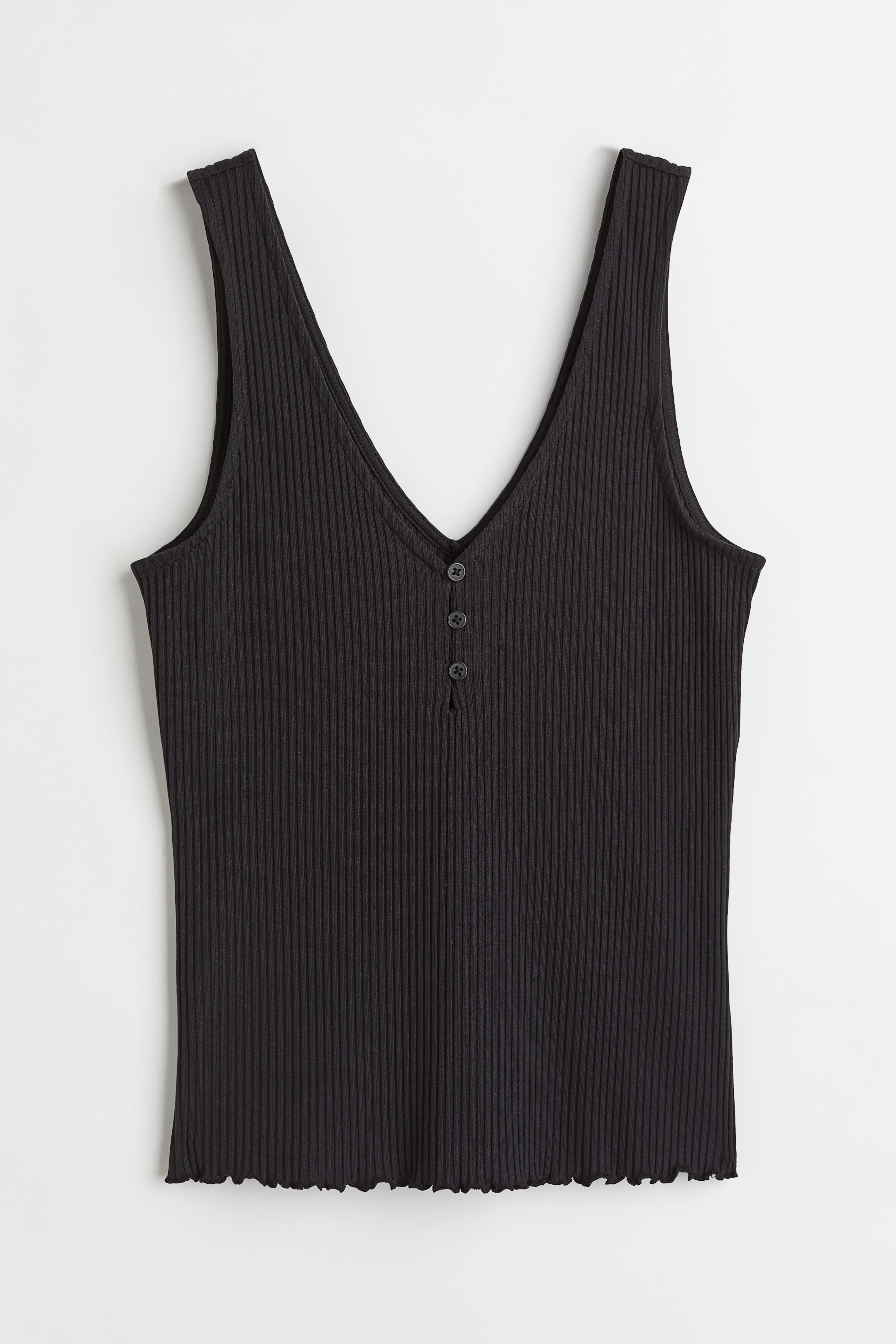 Black high quality Lightweight Button Front Tank