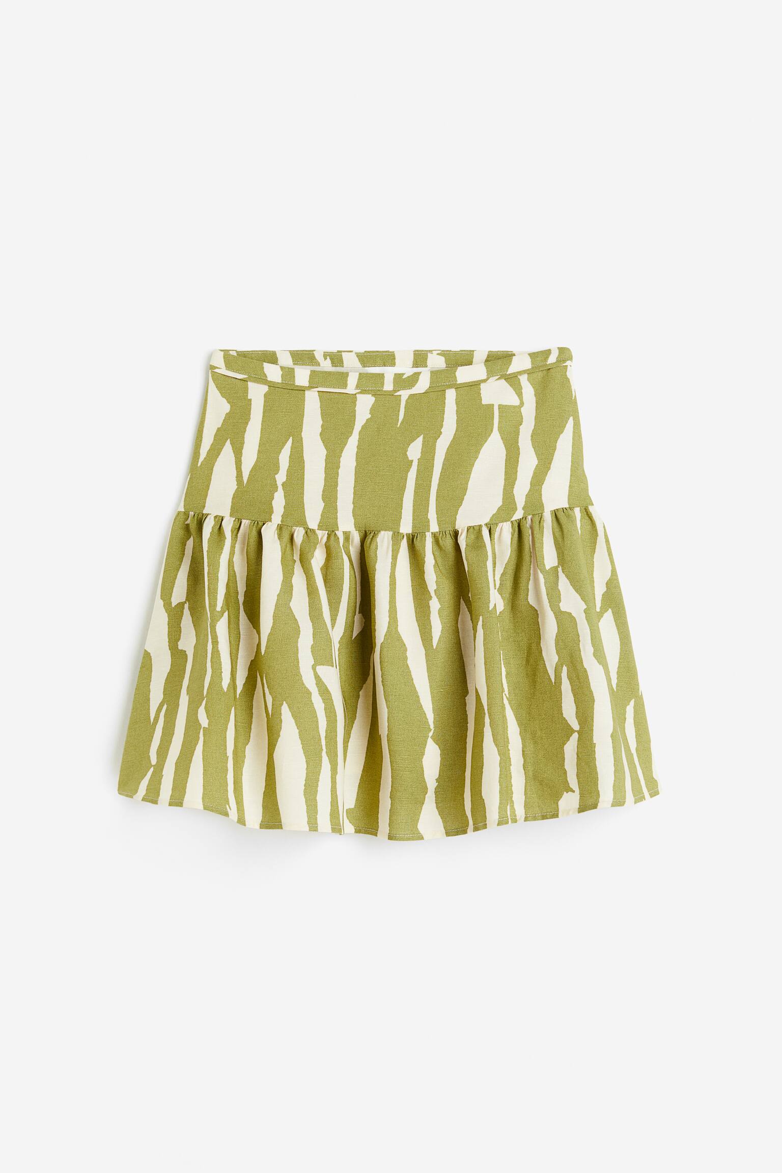 Flared skirt - Olive green/Patterned/Cream/Pink patterned - 2