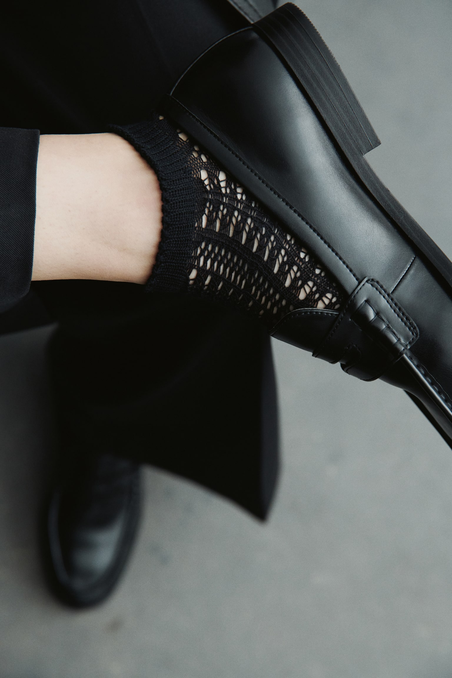 Ankelstrømper med hæklet look - Sort - 4