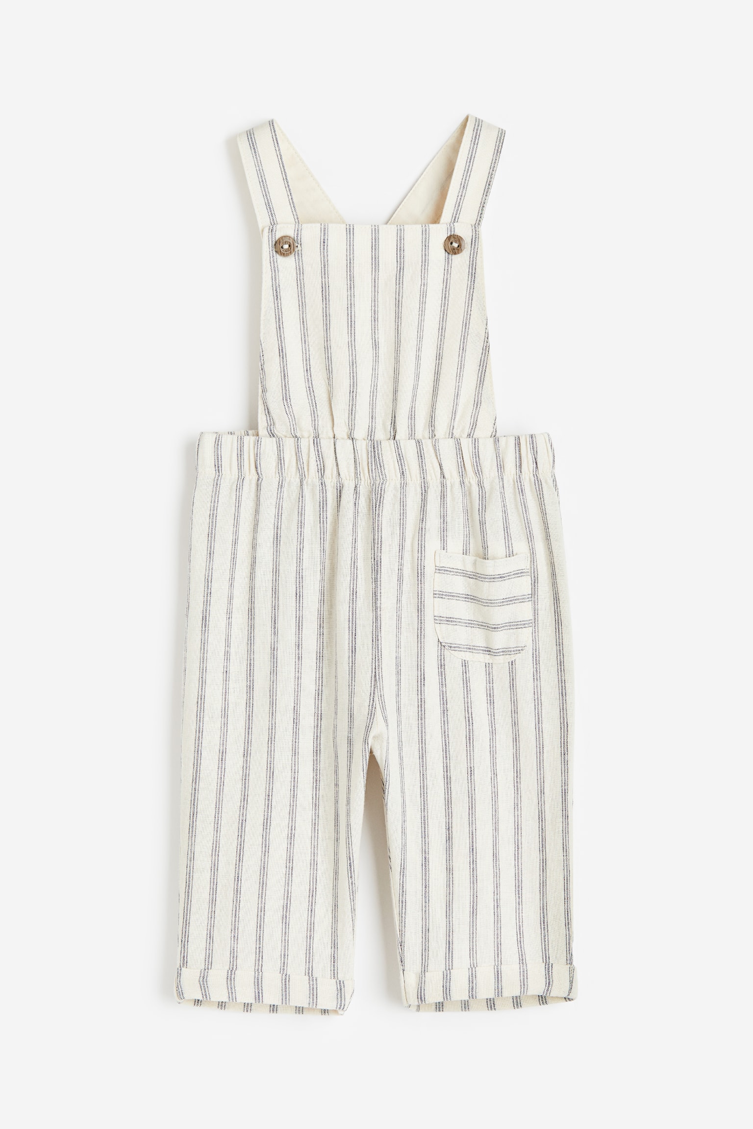 Linen Blend Dungarees - Natural white/Stripe/Dark dusty green - 1