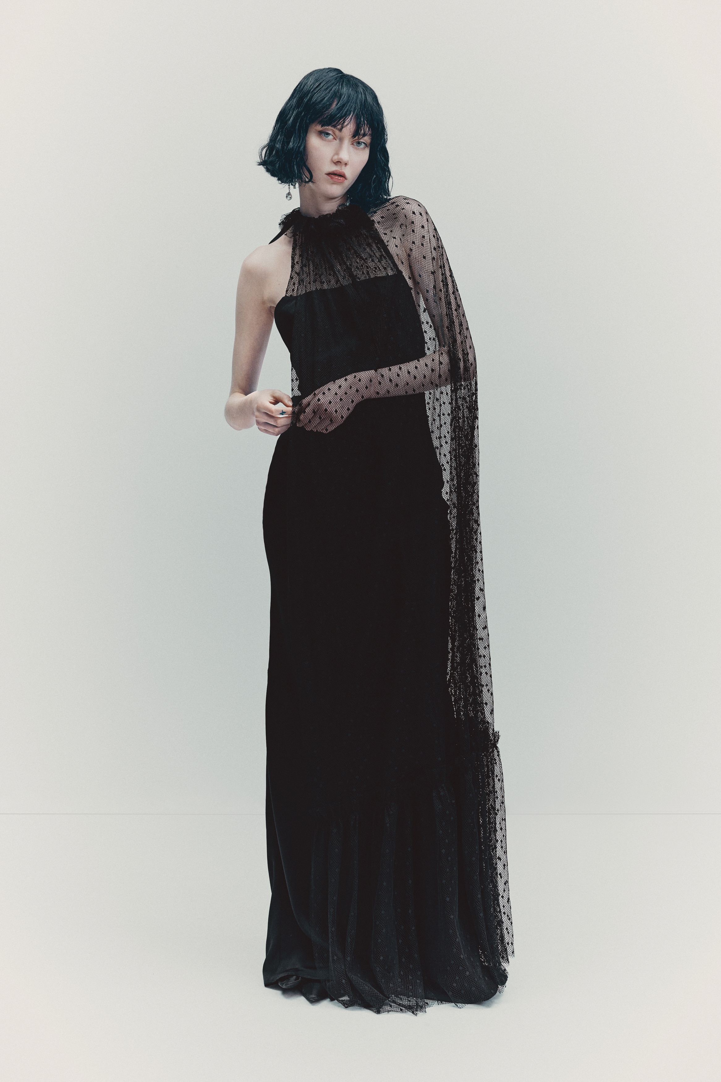 Women's Black Dress with Mesh Cape | H&M US Women's Black Dress with Mesh Cape | H&M US