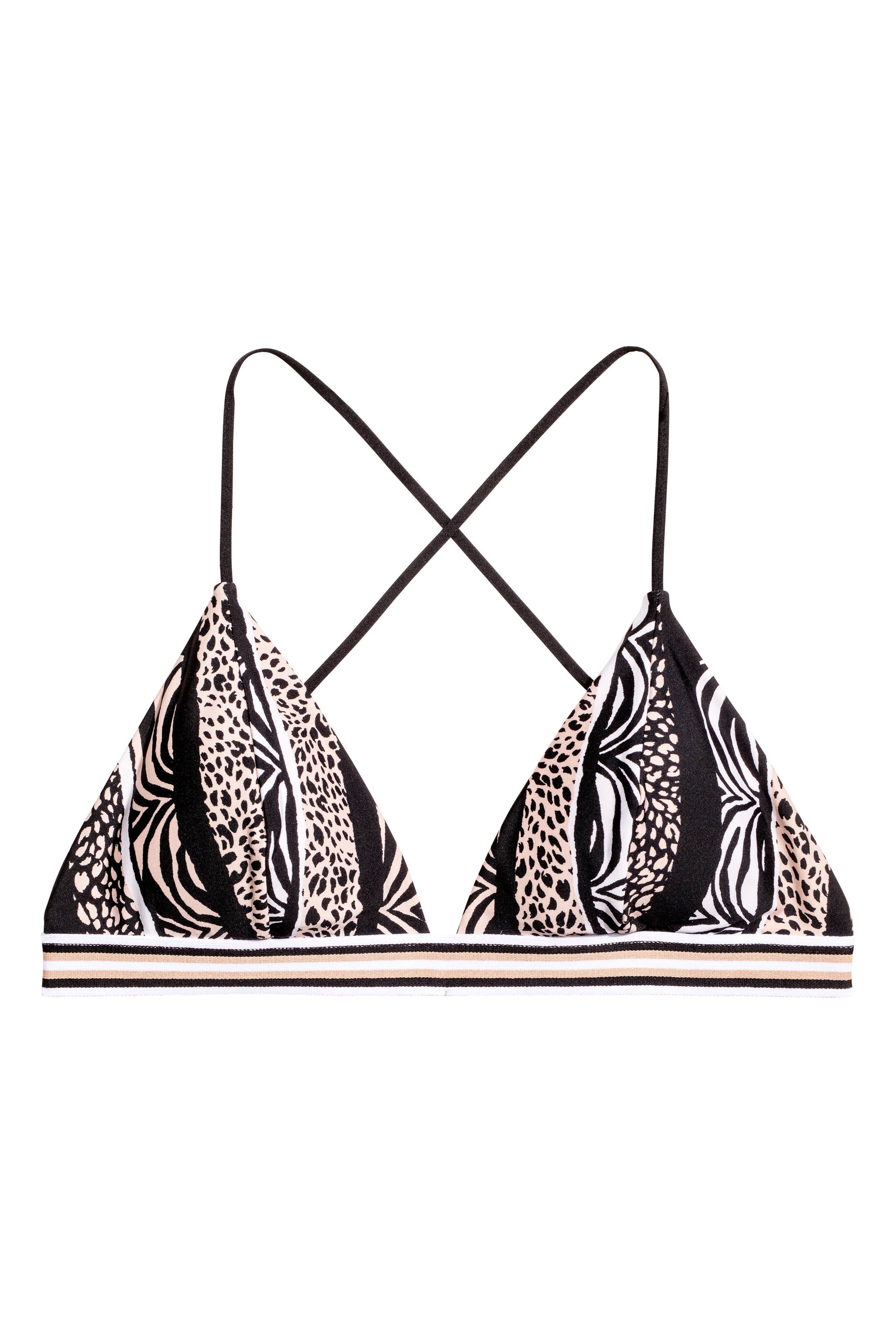 View larger image: Triangle bikini top - Black/Beige/Patterned - Ladies | H&M GB 1