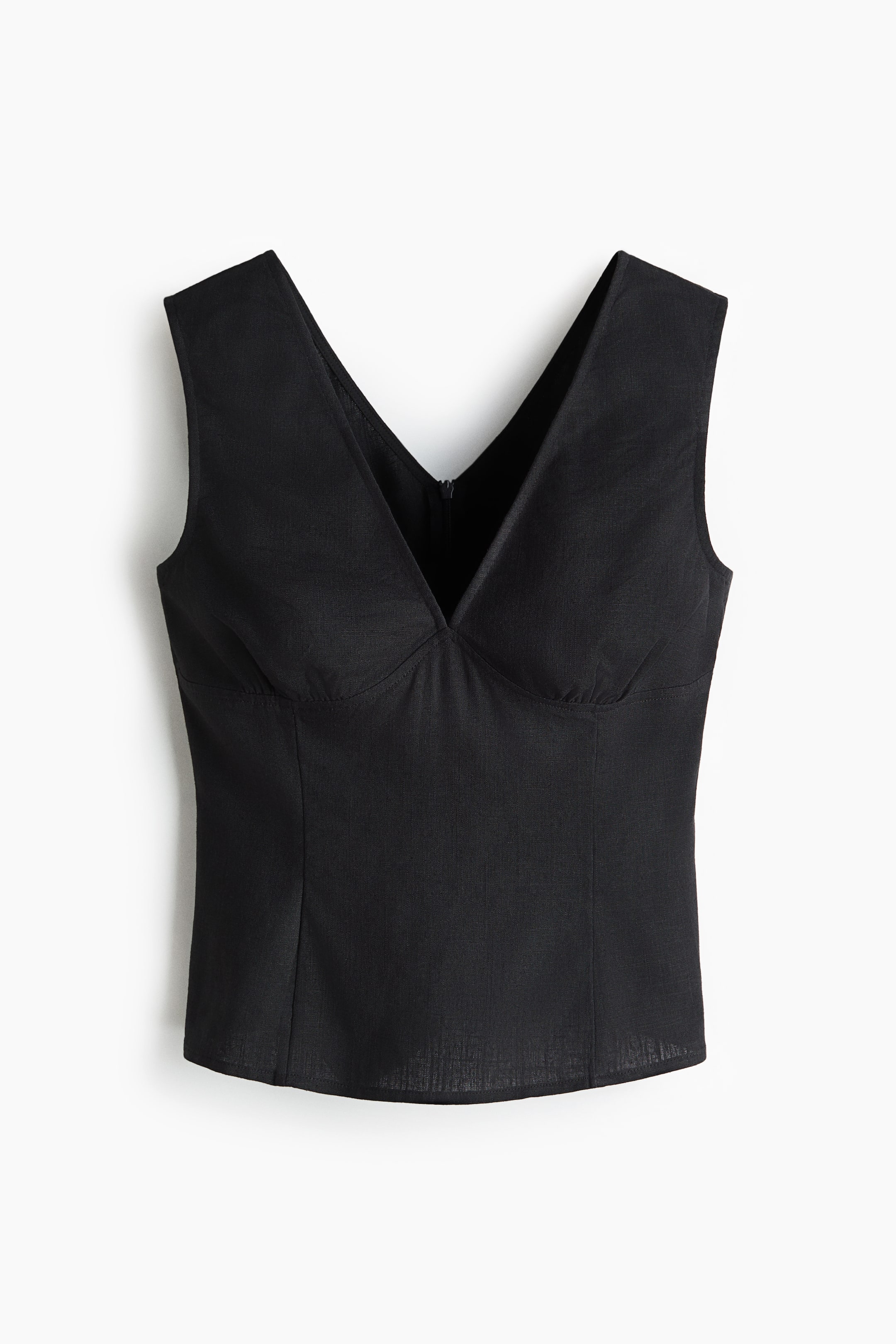 Linen-Blend Tie-Back Top