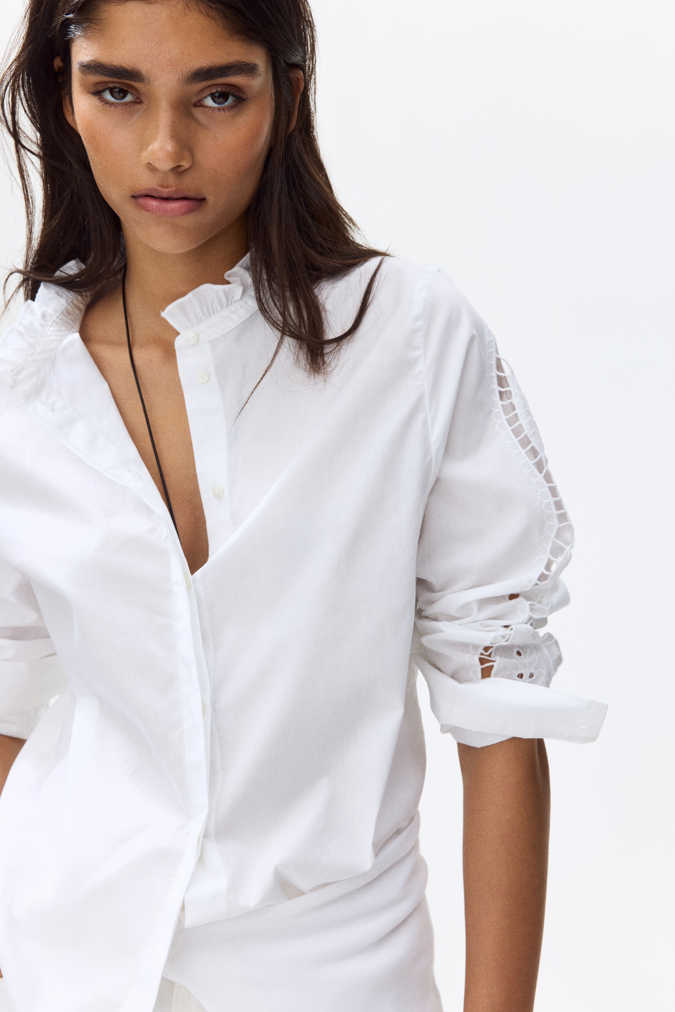 Broderie anglaise cotton blouse - White