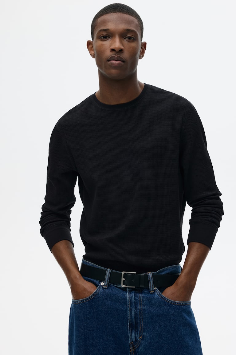 Majica od žerseja vafl tkanja Slim Fit