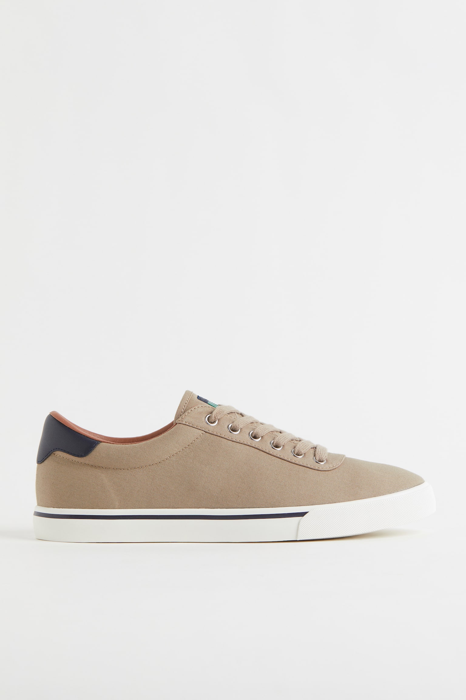 Cotton Canvas Sneakers - Beige/Dark blue - 1