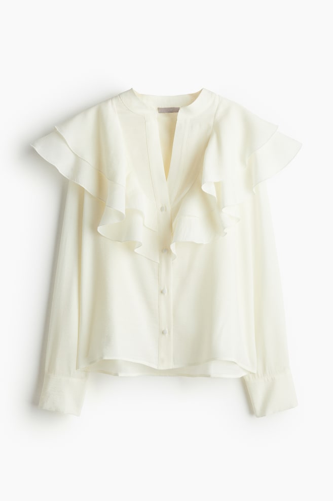 Bluse mit Volants - Cremefarben - 1