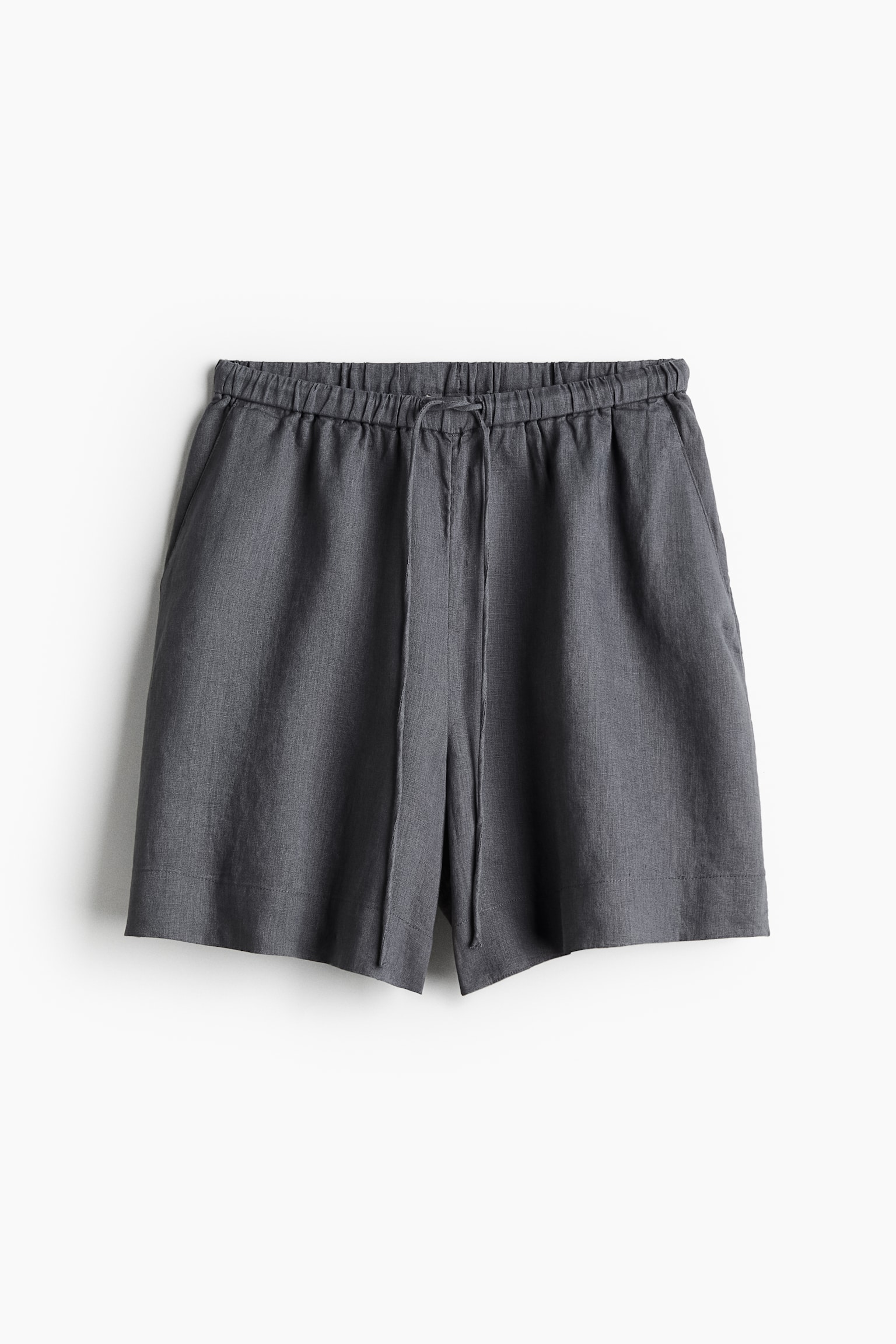 Linen Pull On Shorts - Dark grey/Dark beige/Light beige - 2