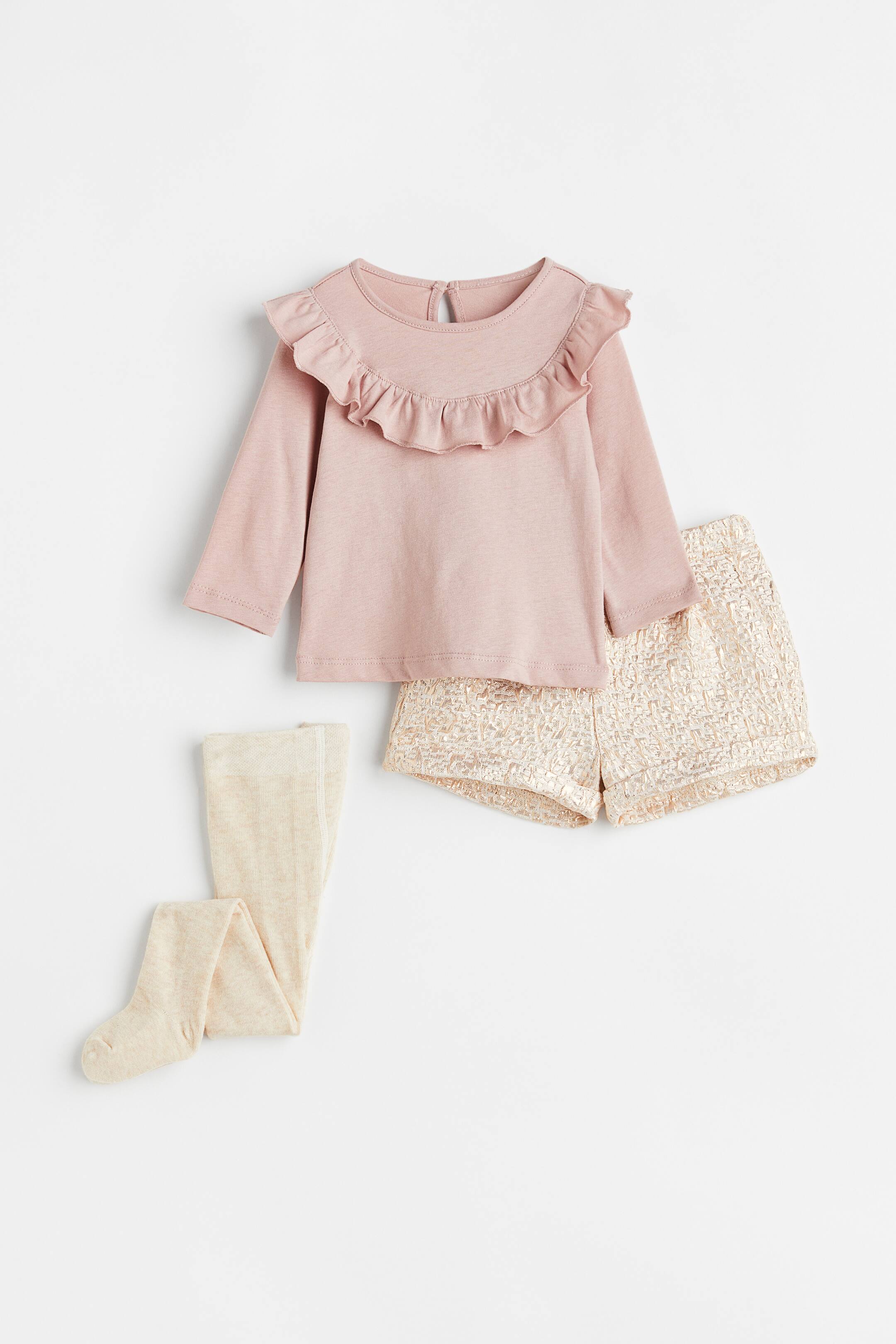 View larger image: 3-piece Set - Dusty pink/Gold colour - Kids | H&M AU 1