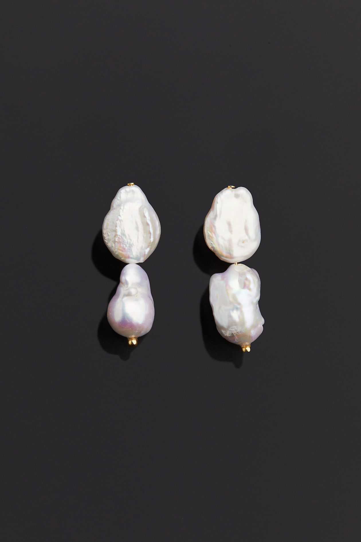 Gold-plated Pearl Pendant Earrings - White - Ladies 