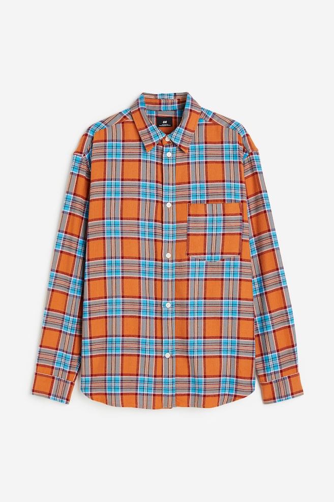Skjorte i flonel Relaxed Fit - Orange/Ternet/Sort/Hvidternet/Brun/Ternet - 2
