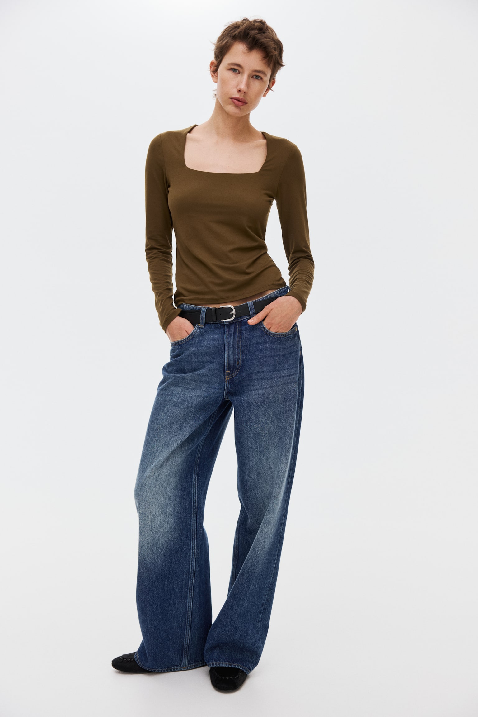 Áo jersey dài tay - Màu xanh kaki đậm/Màu nâu đậm/Màu đen/Màu be nhạt - 1