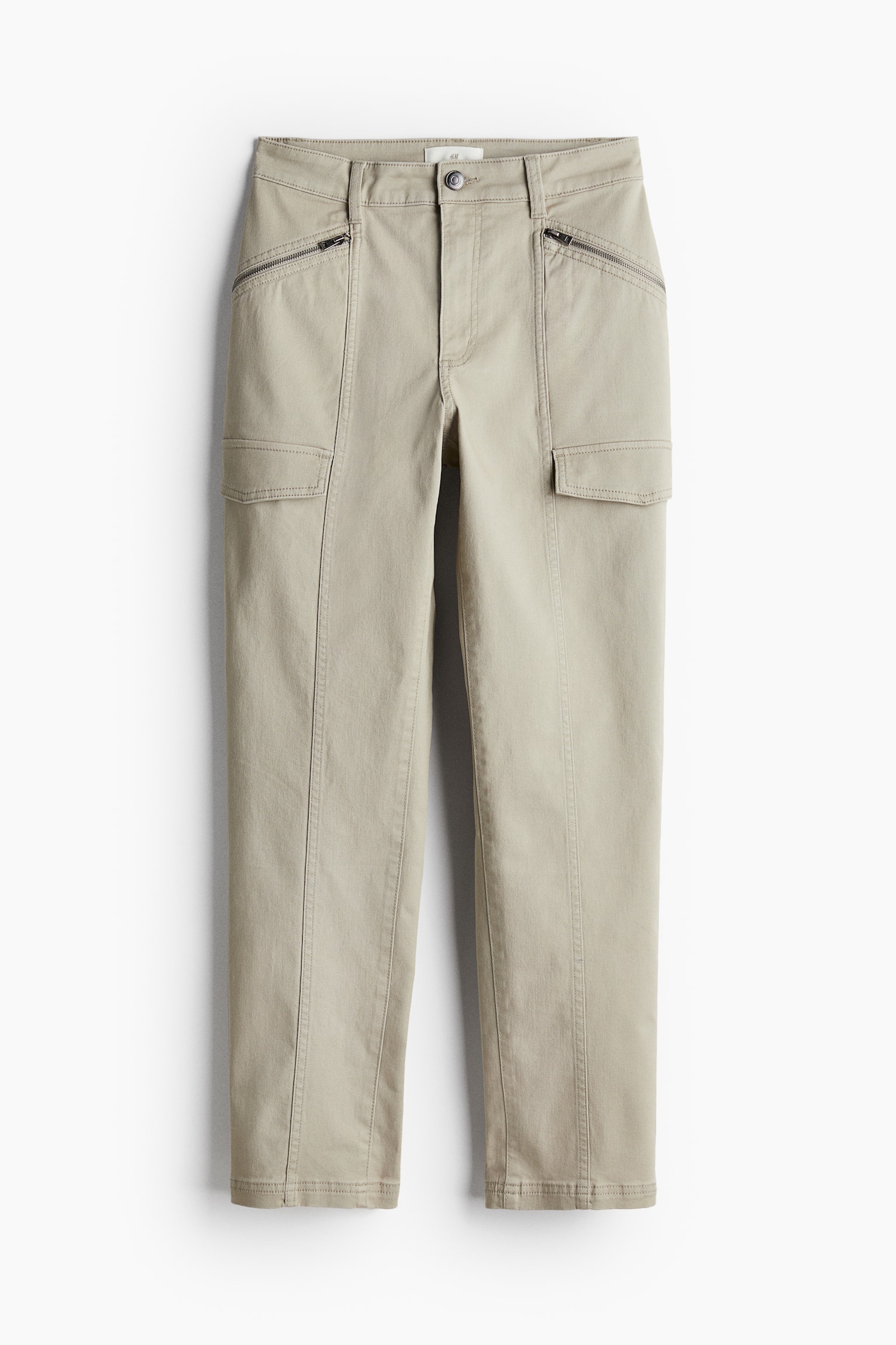 Slim cargo trousers - Light greige/Dark khaki green - 2