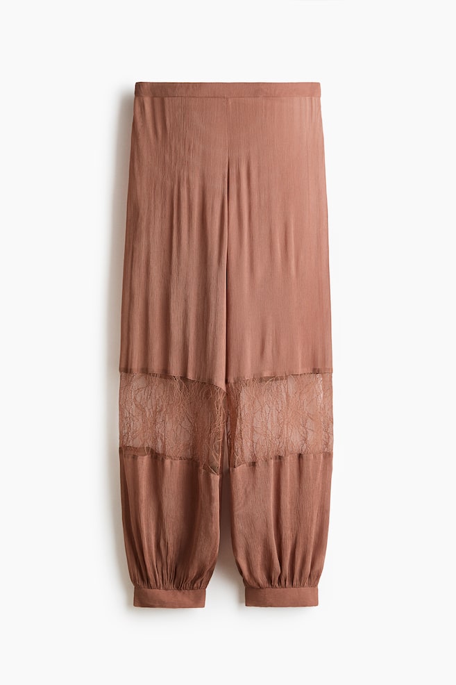 Lace-detail pyjama bottoms - Dark dusty pink - 1
