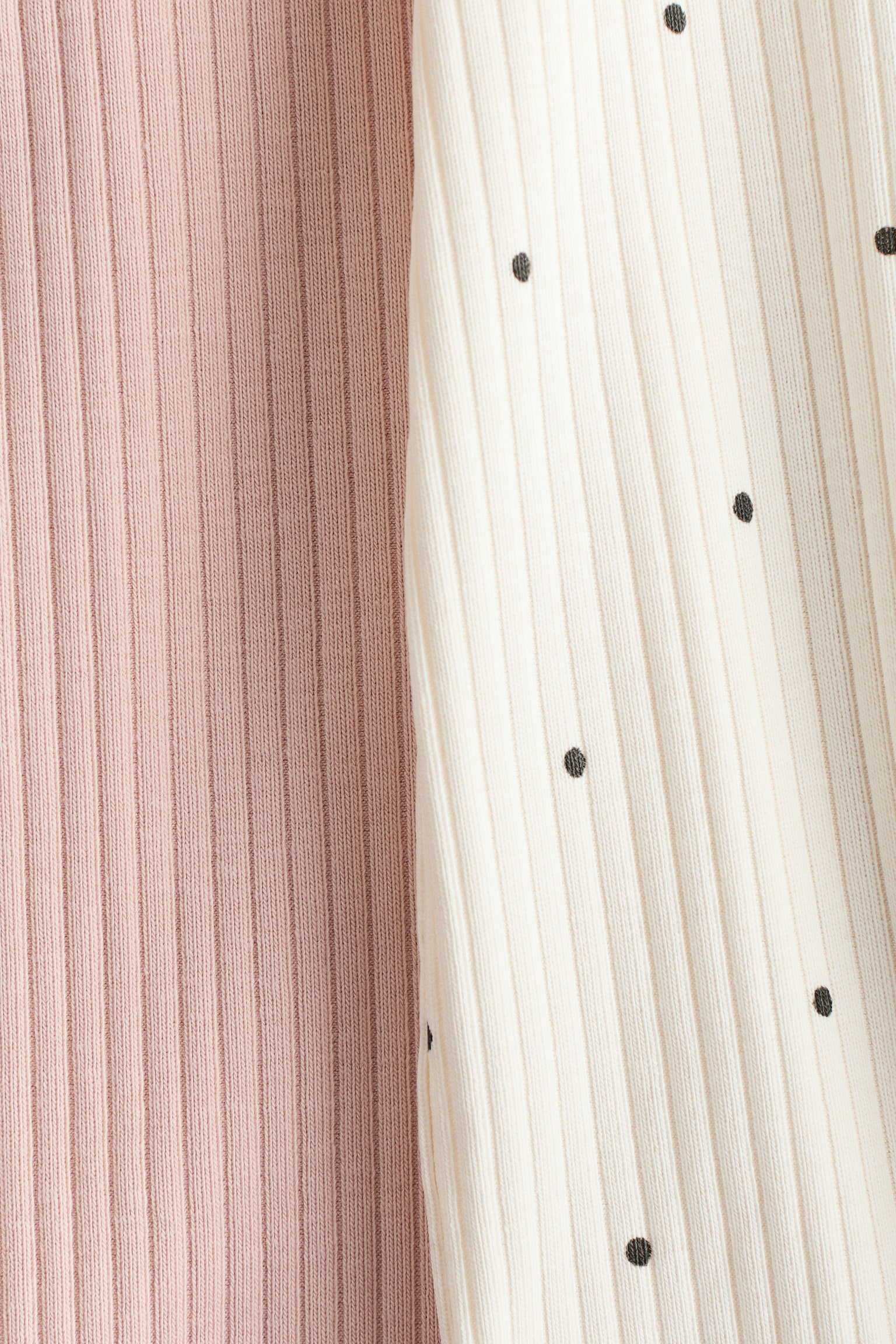 Bộ 2 bộ ngủ liền cotton viền diềm nhún - Màu hồng nhạt/Chấm bi - 2